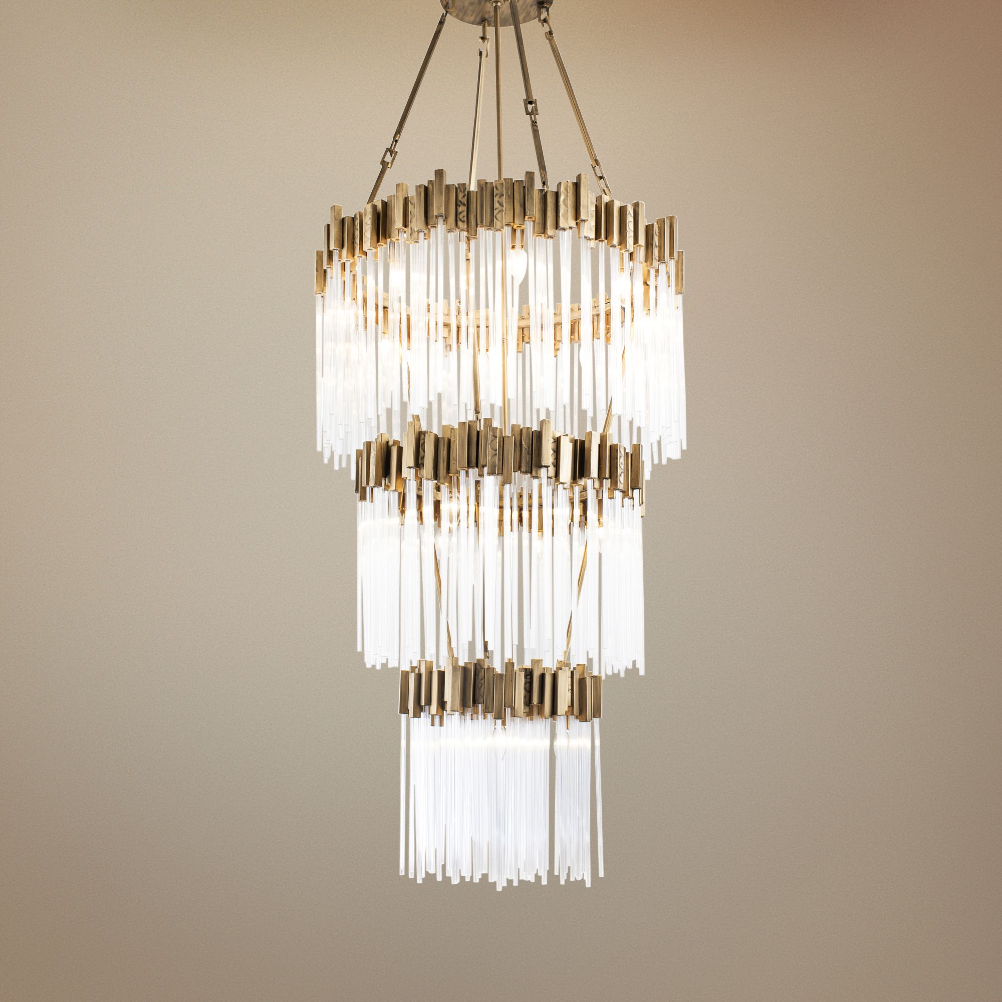 Varaluz Matrix 30"W Havana Gold and Fluted Glass Chandelier 69P38