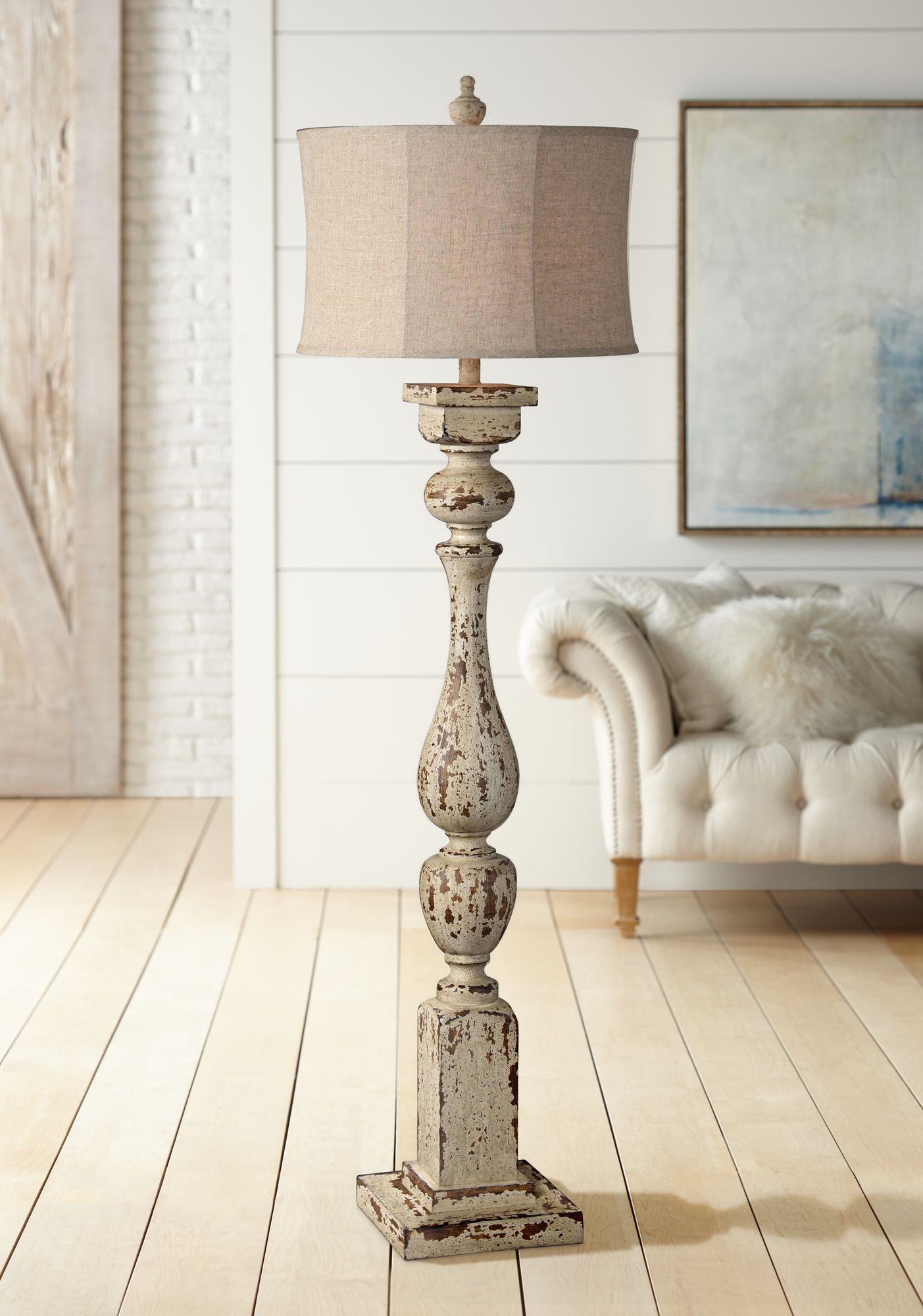 Forty West Anderson Rustic White Column Floor Lamp 69X89 Lamps Plus