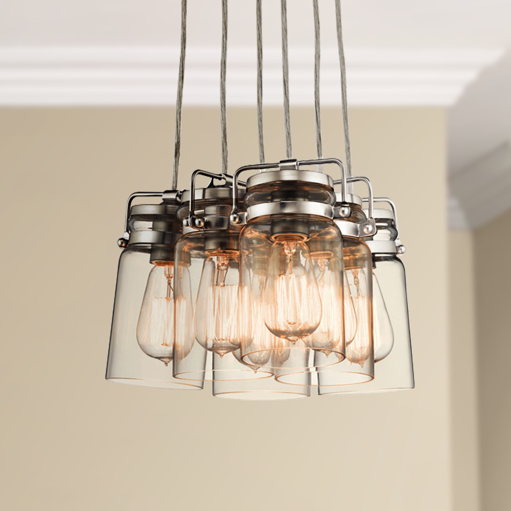 Kichler Brinley 12" Wide Brushed Nickel 6Light Mini Pendant 6M215