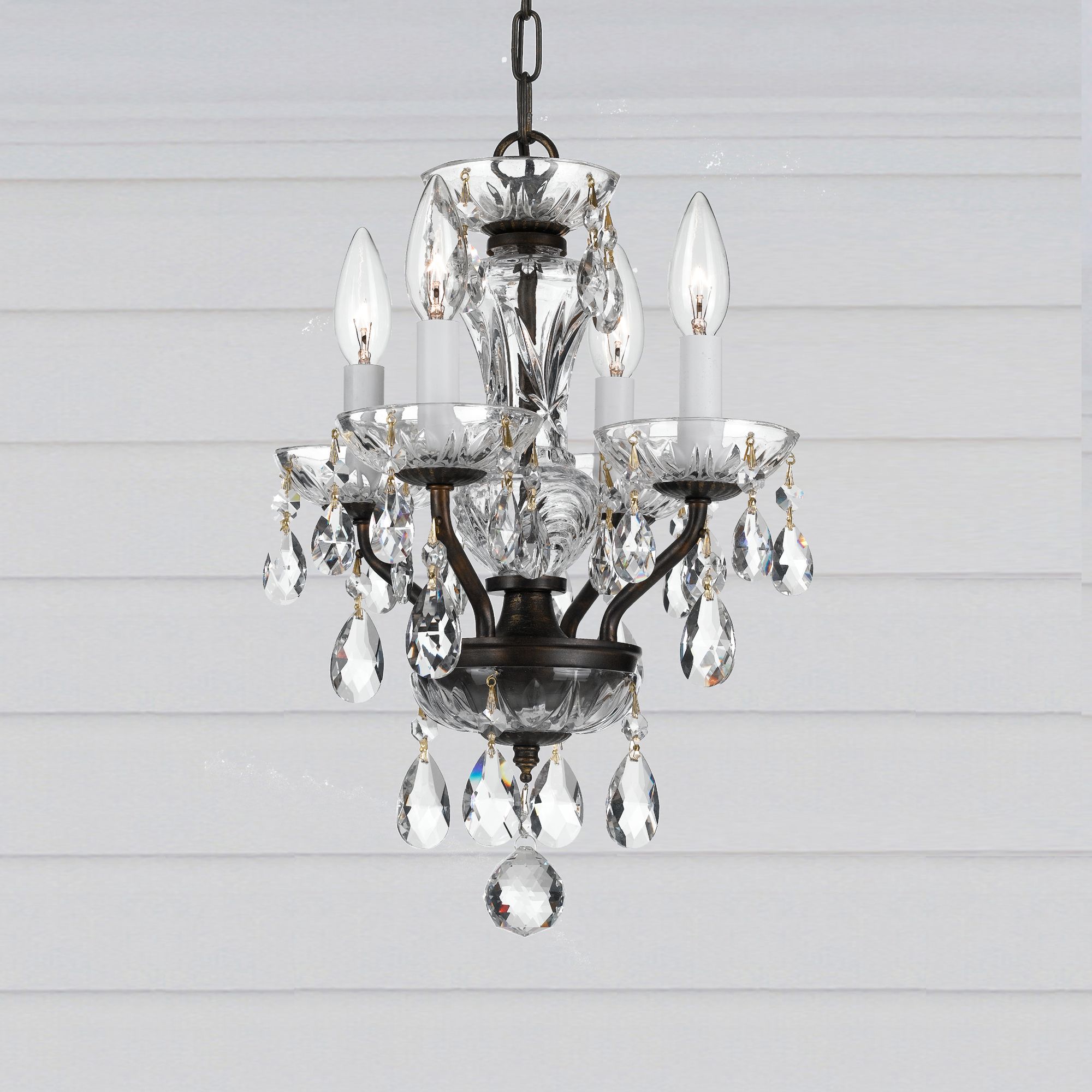 Crystorama Traditional Crystal 11"W Bronze Mini Chandelier 6R545