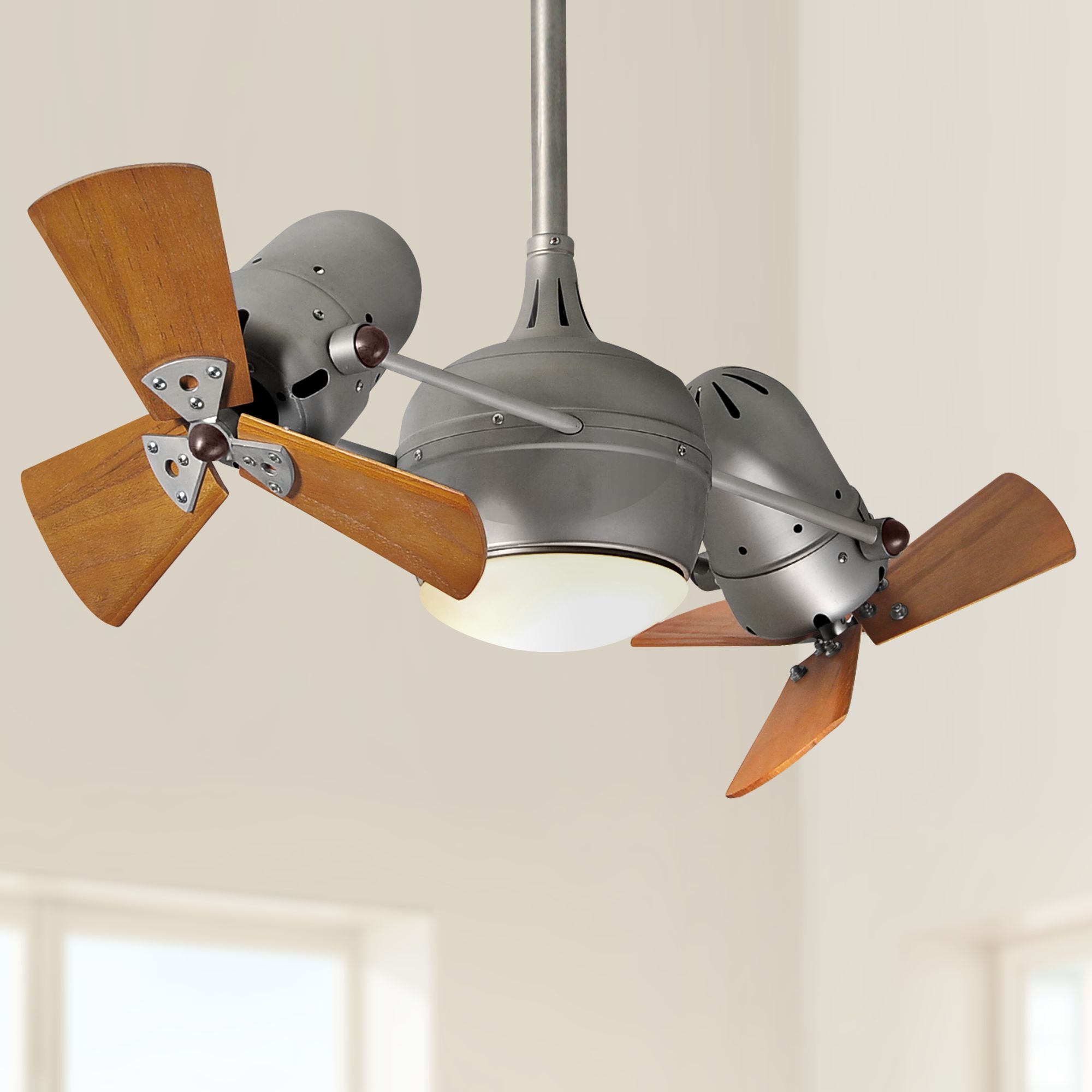 41" Dagny Nickel and Mahogany Lighted Dual Ceiling Fan 6X728 Lamps
