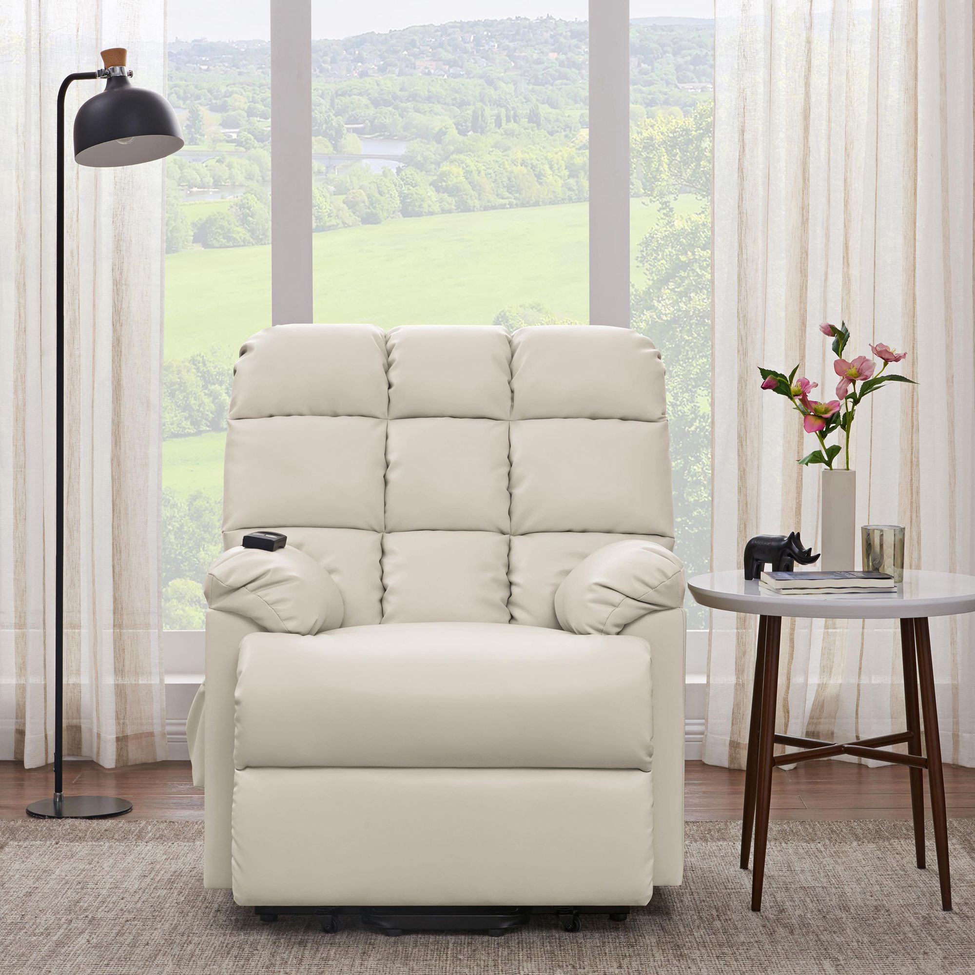 ProLounger Cream Renu Leather Power Lift Recliner Chair 70A38