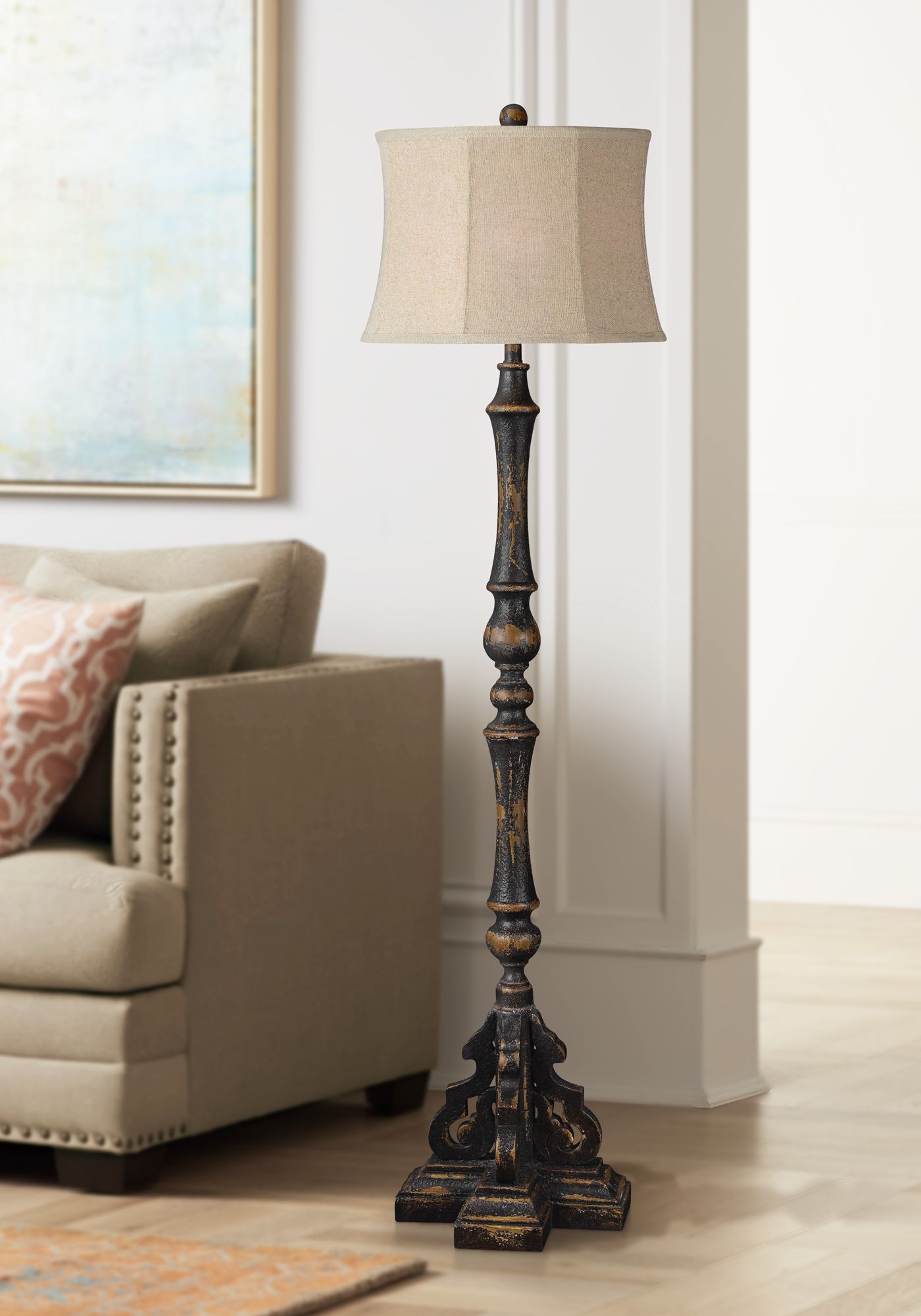 Forty West Brooklyn Rustic Black Column Floor Lamp 70A73 Lamps Plus