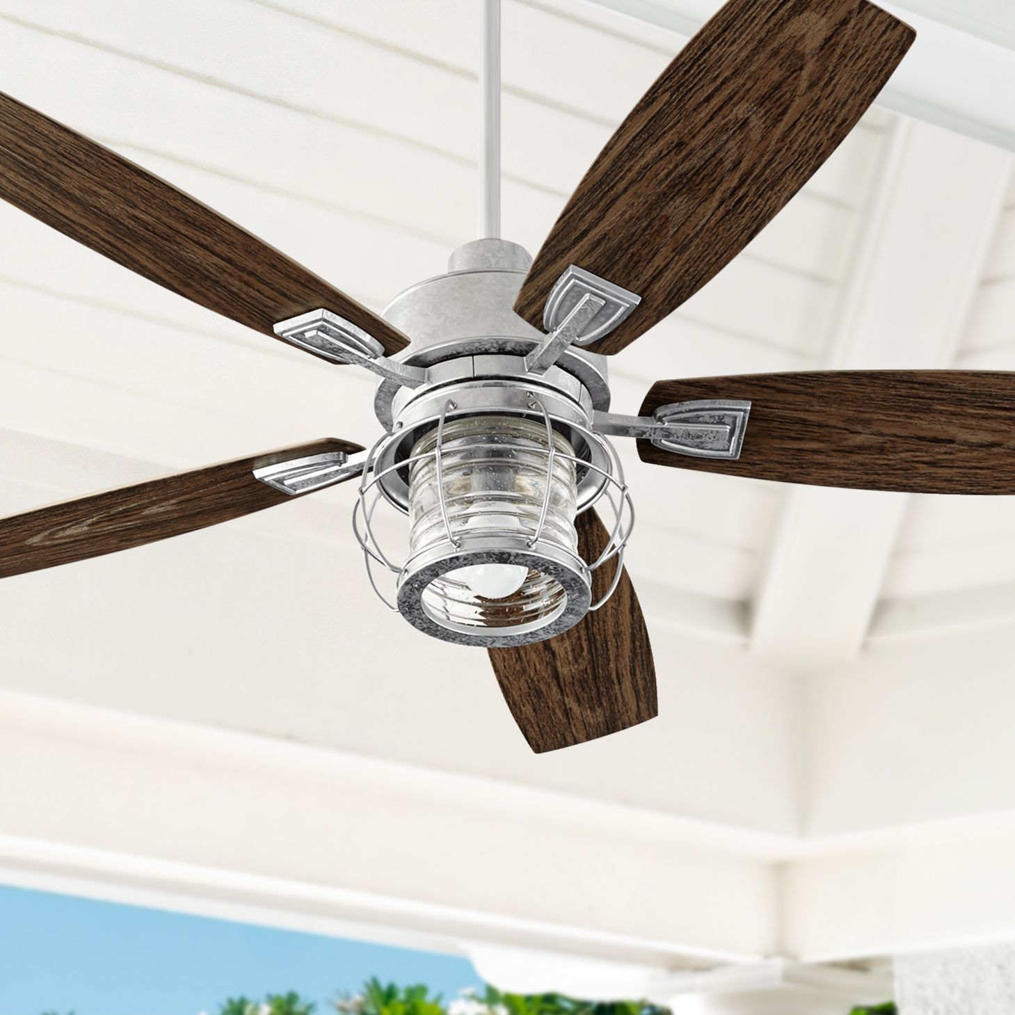 52" Quorum Galveston Galvanized Patio Ceiling Fan 70E06 Lamps Plus
