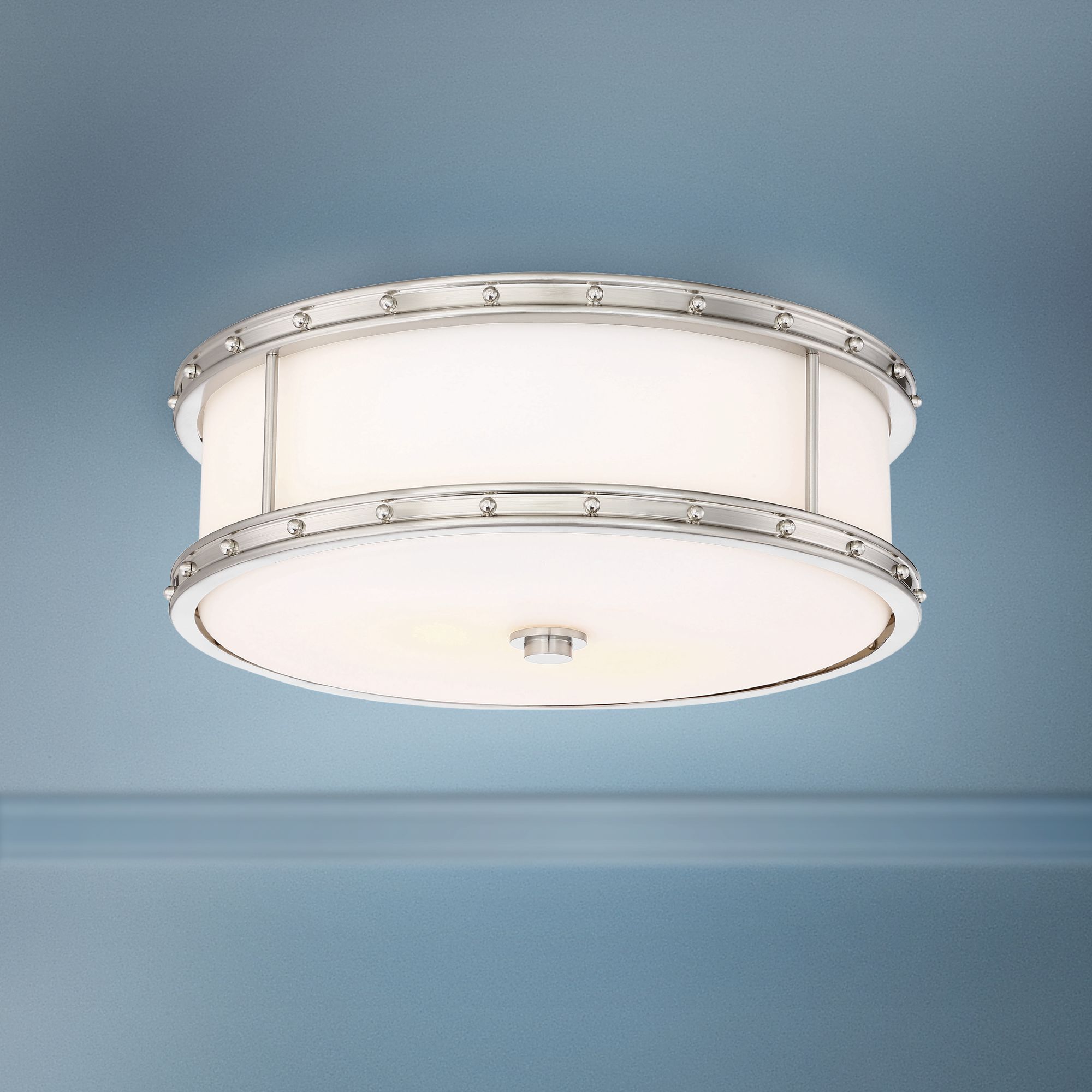 Flush Mount 15 1/2"W Brushed Nickel Drum LED Ceiling Light 70M62