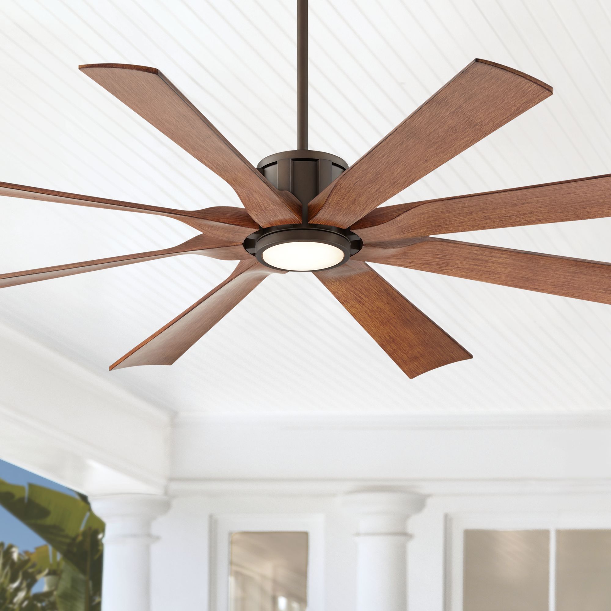 60" Possini Euro Defender Bronze Outdoor LED Ceiling Fan - #70V75