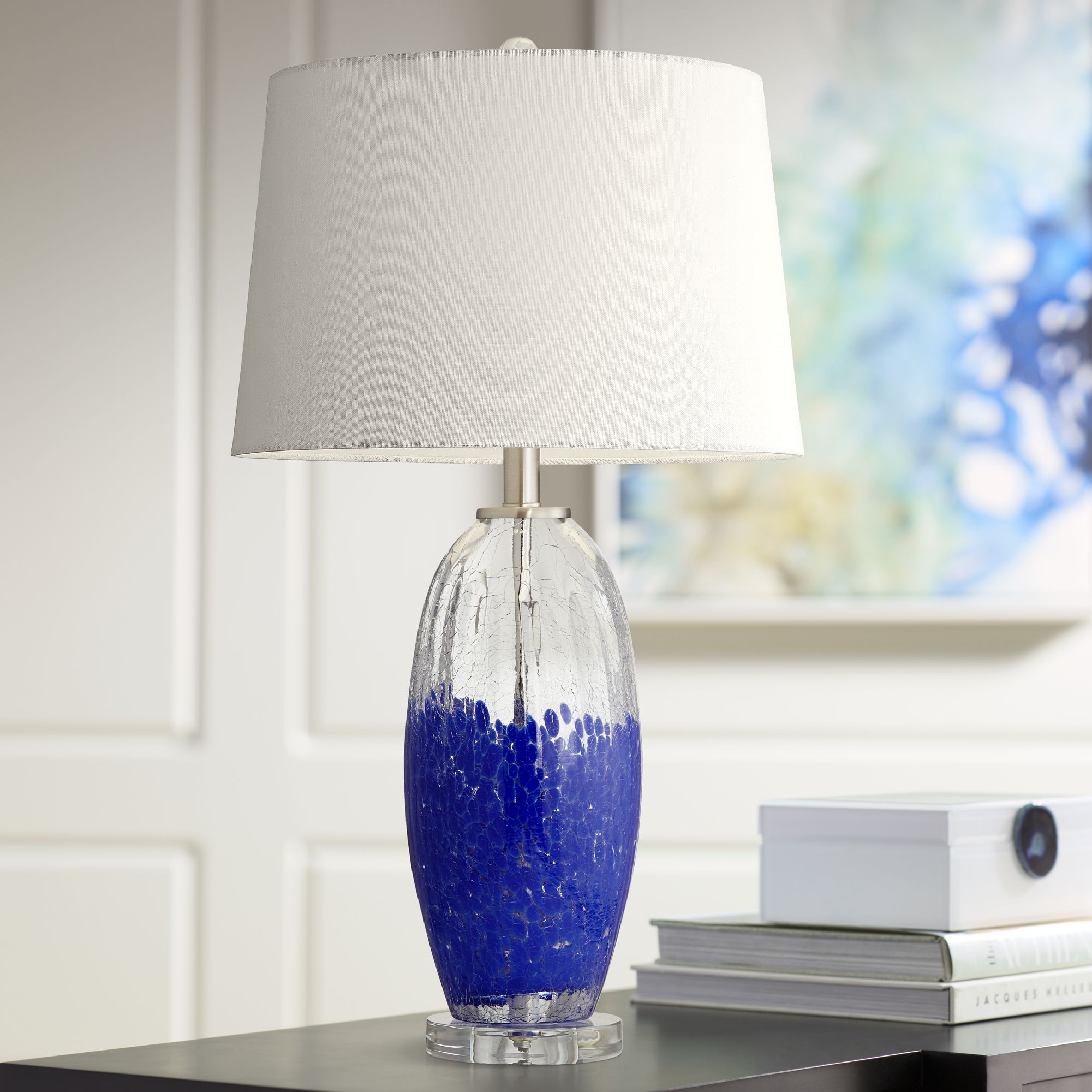 Bluejay Blue and Clear Glass Crackle Table Lamp 70Y81 Lamps Plus