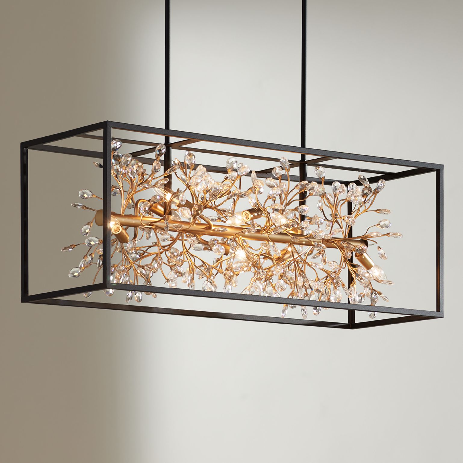 Carrine 38 1/2" Wide Black and Gold 8Light Island Pendant 71F57