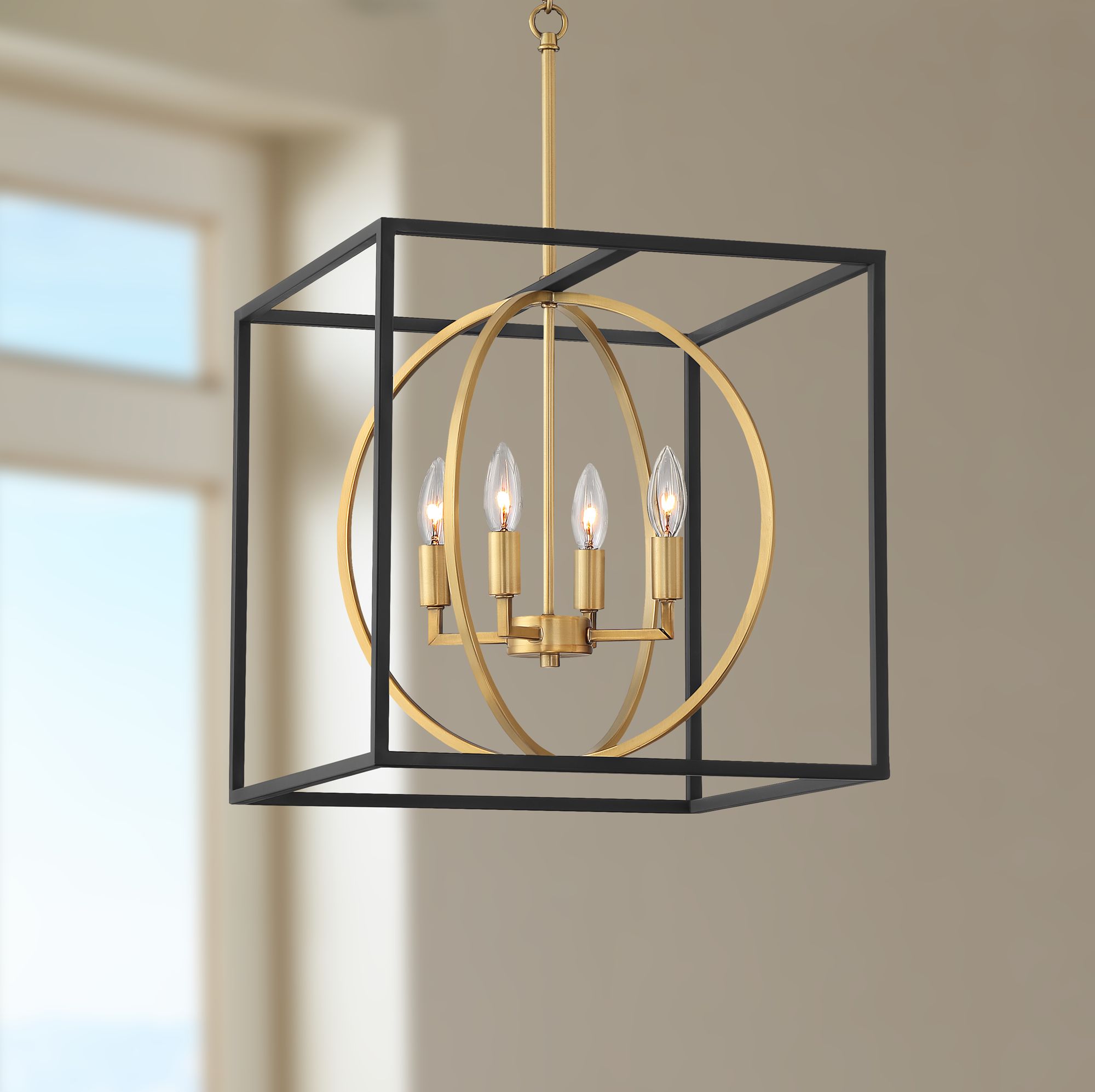 Sydney 16 1/2" Wide Black 4Light Foyer Pendant Light 71J41 Lamps Plus