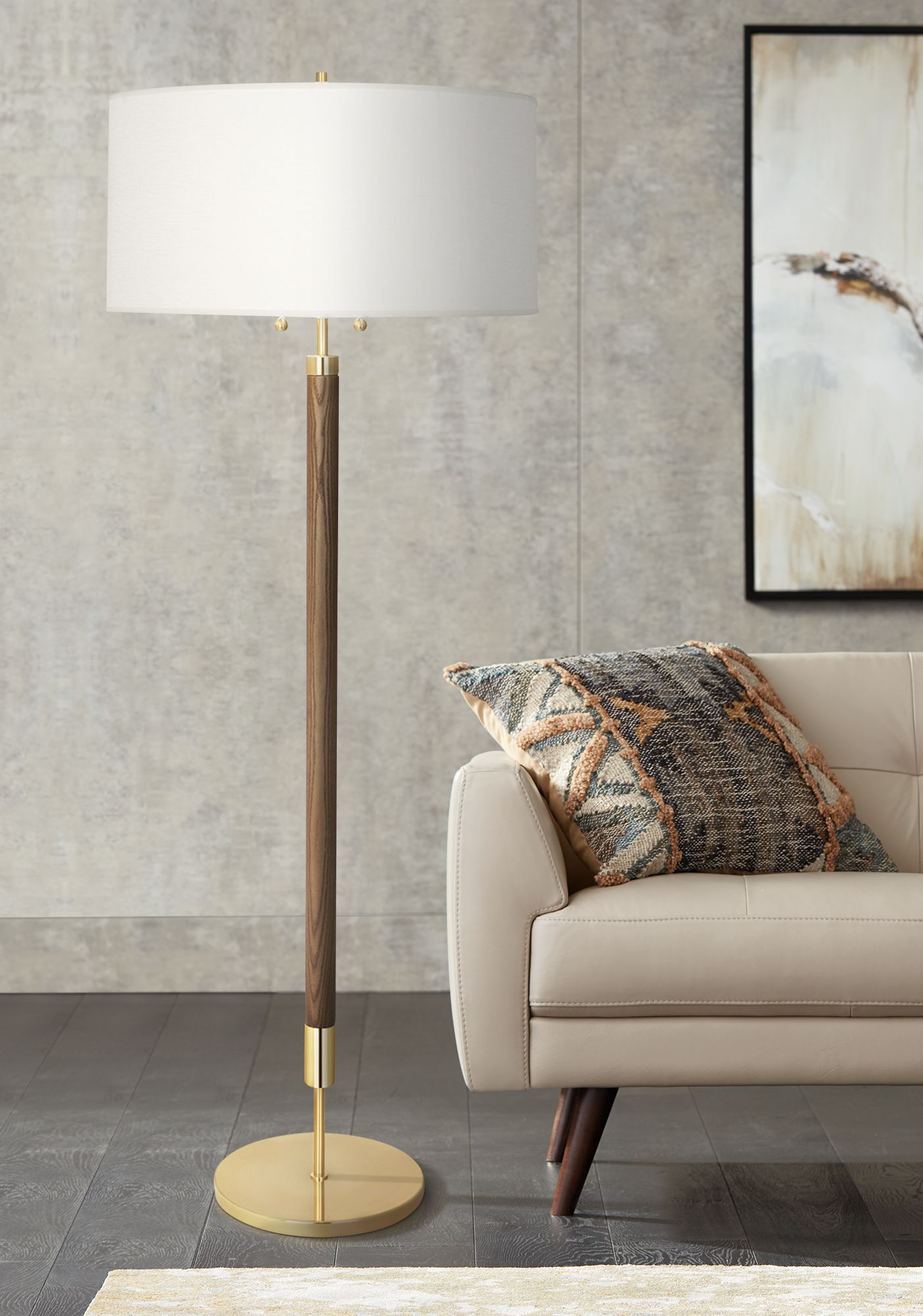 Robert Abbey Dexter Modern Brass with Walnut Floor Lamp 71J93