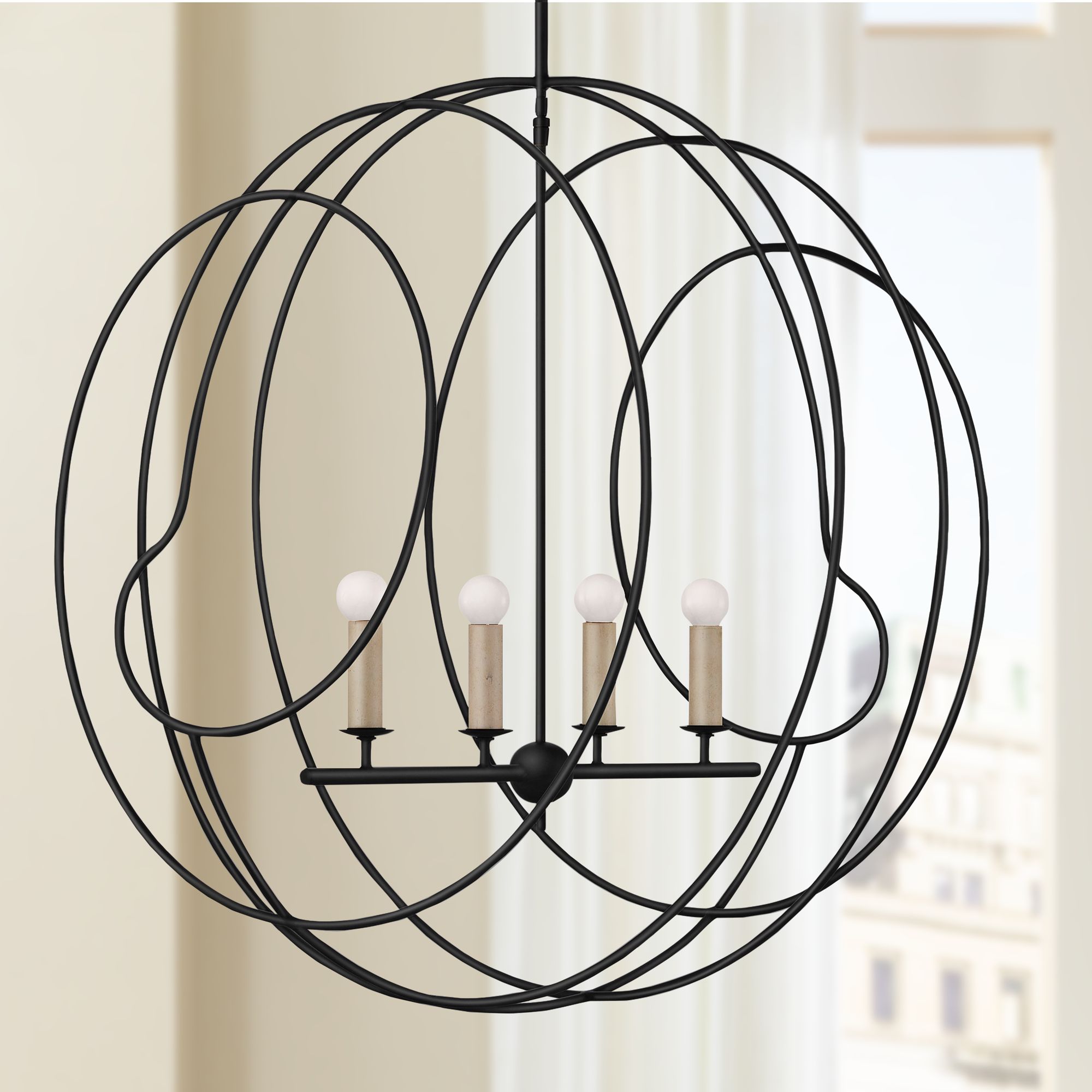Auden Orb 33 1/4" Wide Antique Black 4Light Chandelier 71P50