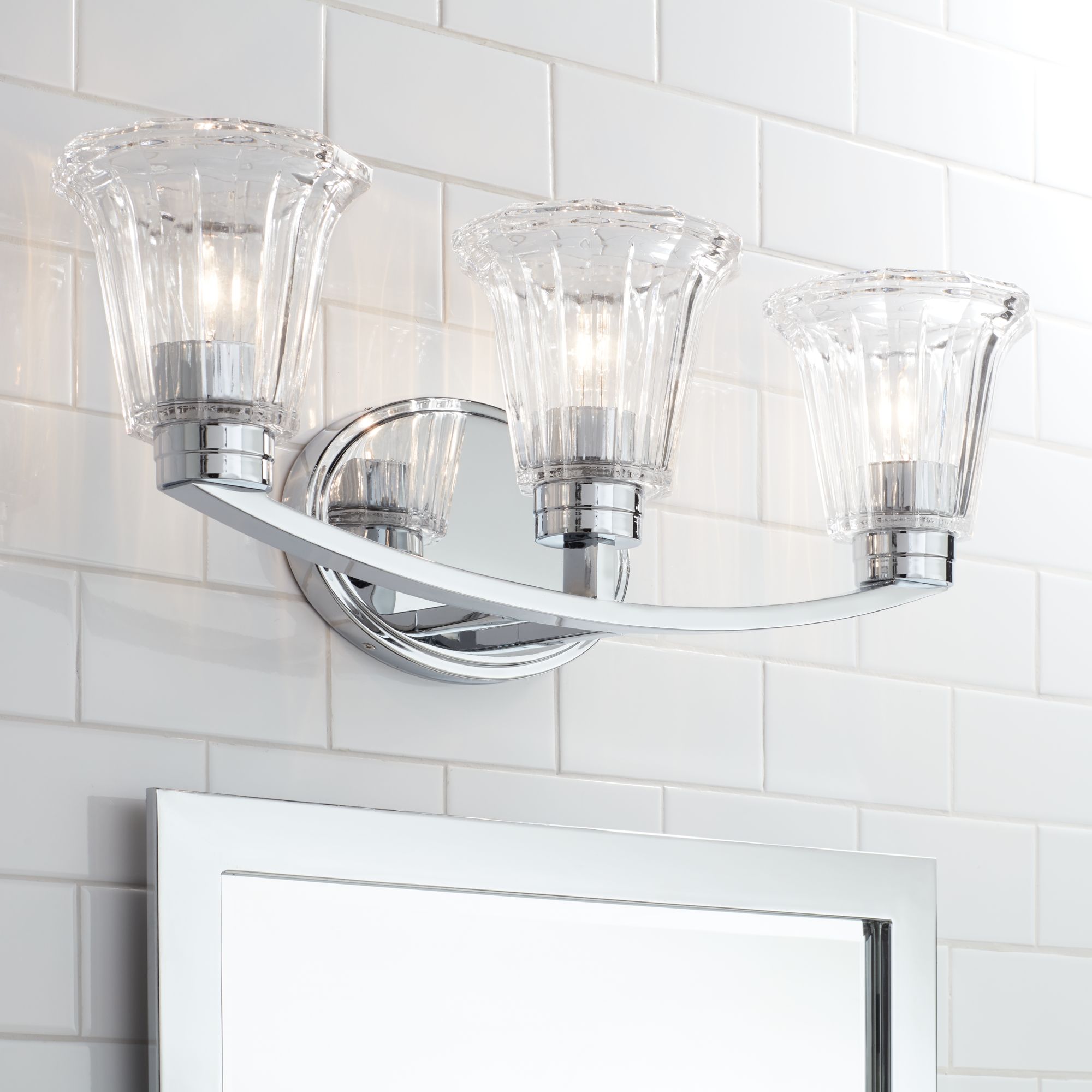 Hughson 24" Wide Chrome and Glass 3Light Bath Light 72K48 Lamps Plus