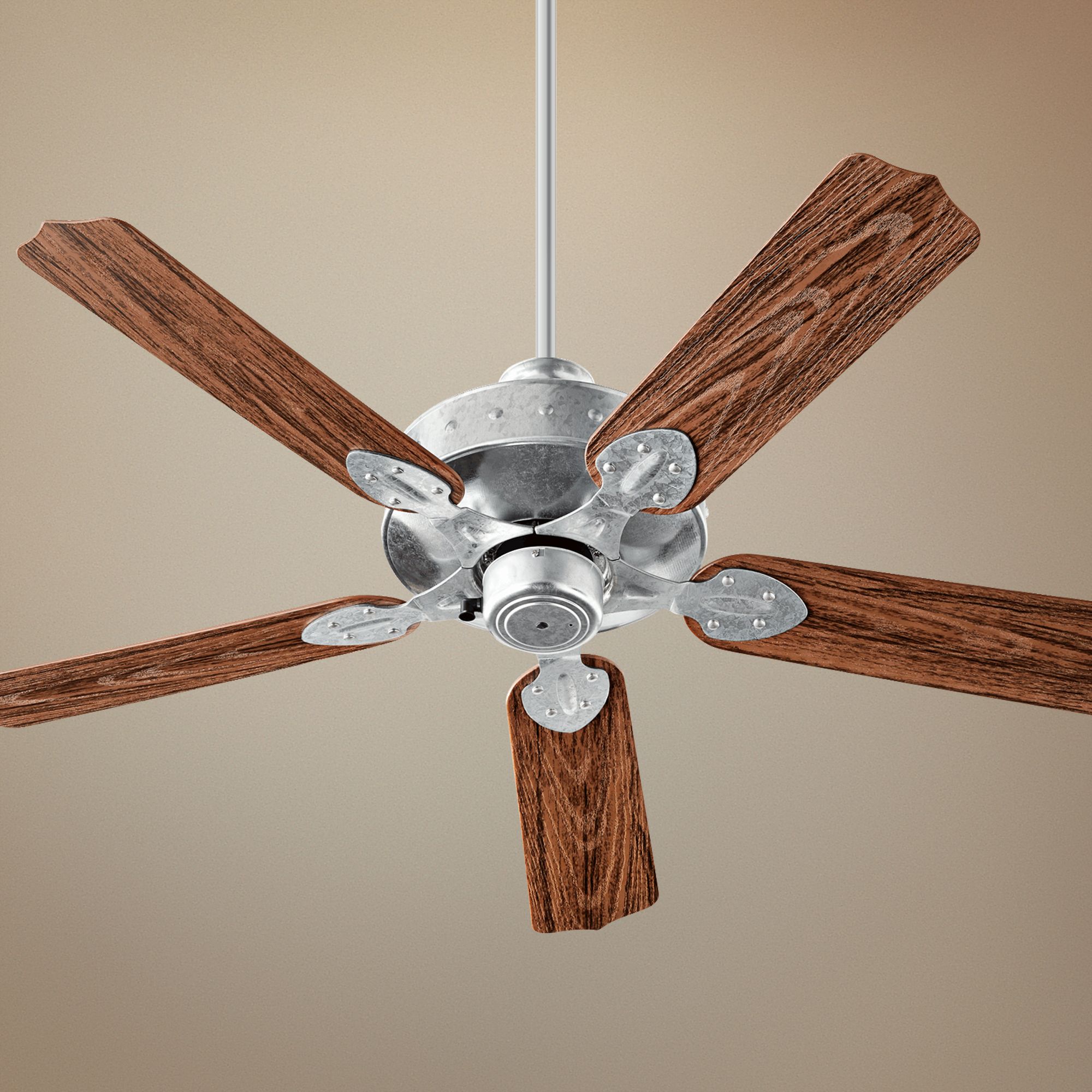 52" Quorum Hudson Galvanized Walnut Patio Ceiling Fan 72R29