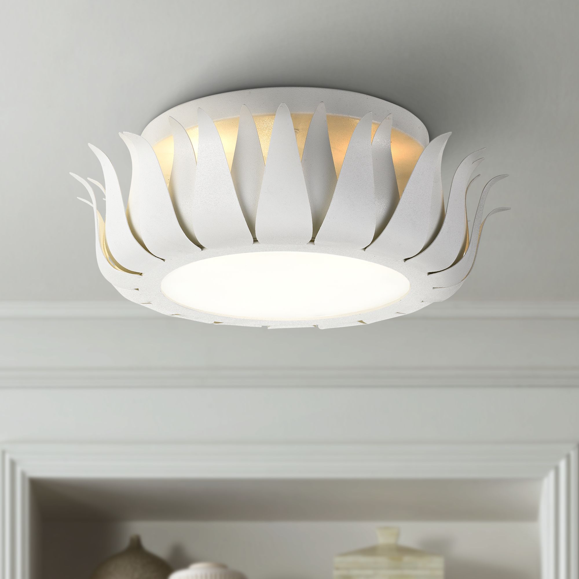 Crystorama Broche 16" Wide Floral Matte White Ceiling Light 72W72