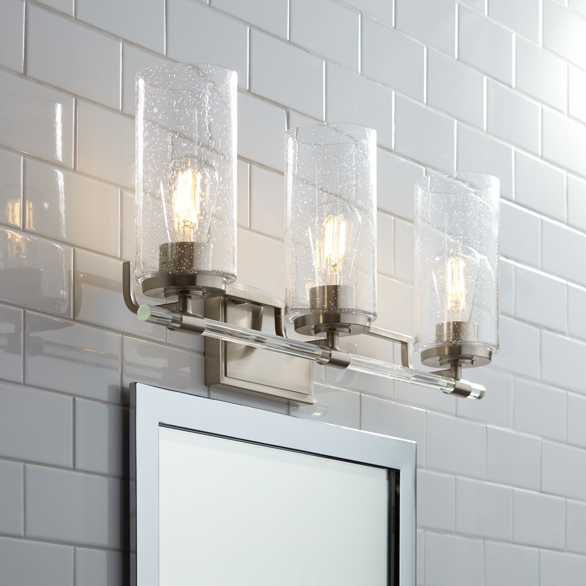 Possini Euro Portneuf 26" Wide Nickel 3Light Bath Light 73A96