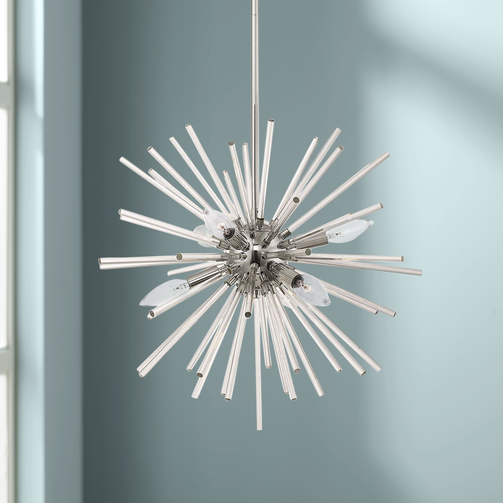 Utopia 20" Wide Polished Nickel Starburst Pendant Light 73H17
