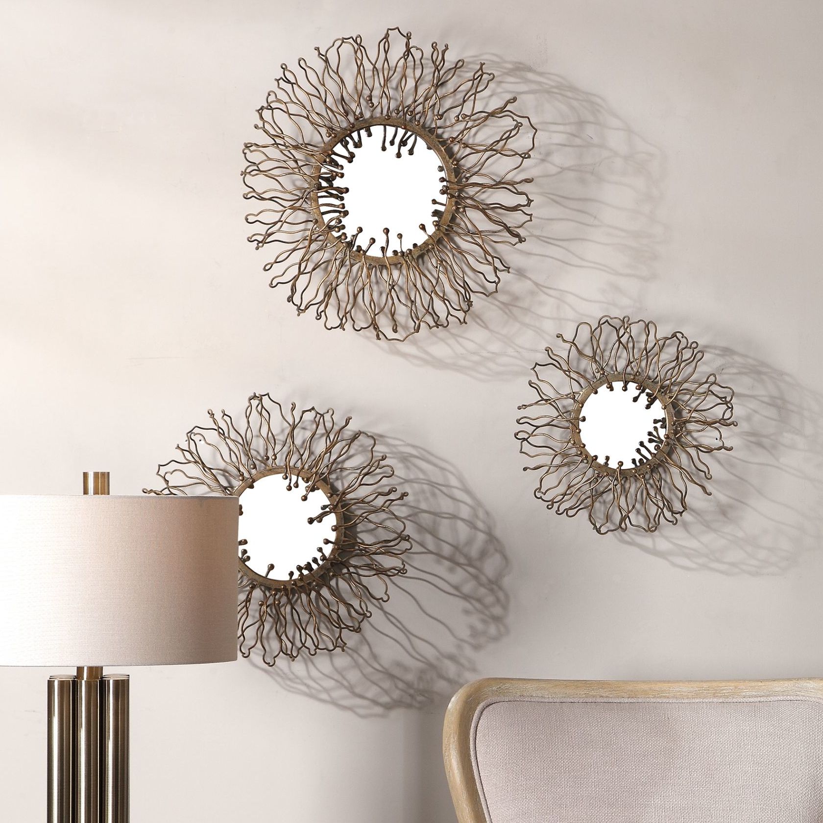 3 Piece Wall Mirror 3 Pieces Set European Style Decorative Household