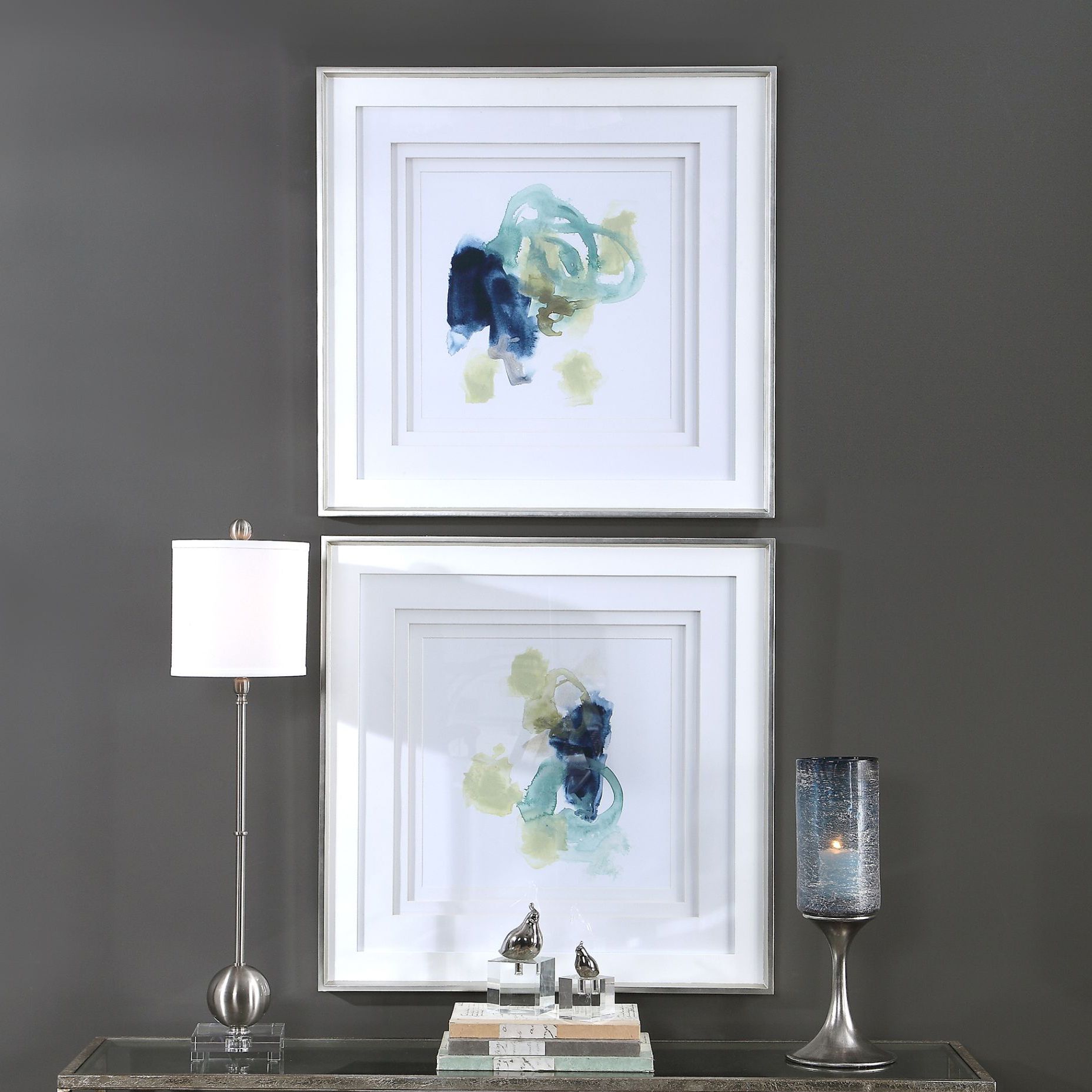 Integral Motion 32" Square 2Piece Framed Wall Art Set 73K55 Lamps
