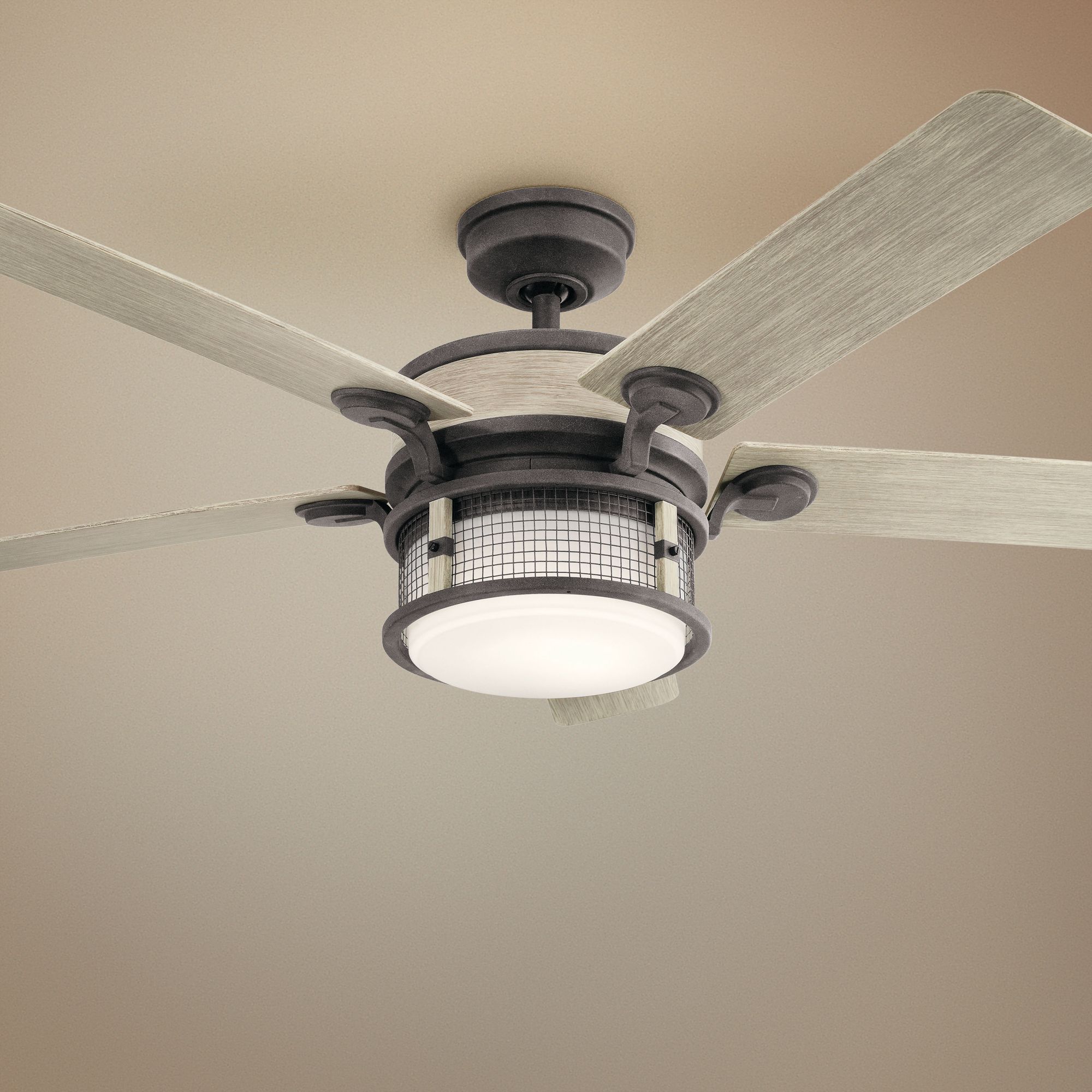 60" Kichler Ahrendale Weathered Zinc LED Outdoor Ceiling Fan 73N64
