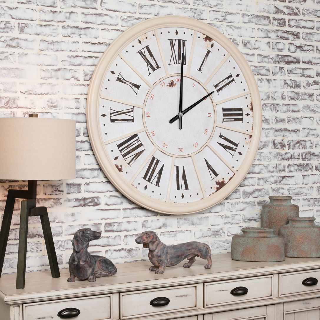 Epic Time 39 1/2" Wide Antique OffWhite Wall Clock 74W42 Lamps Plus