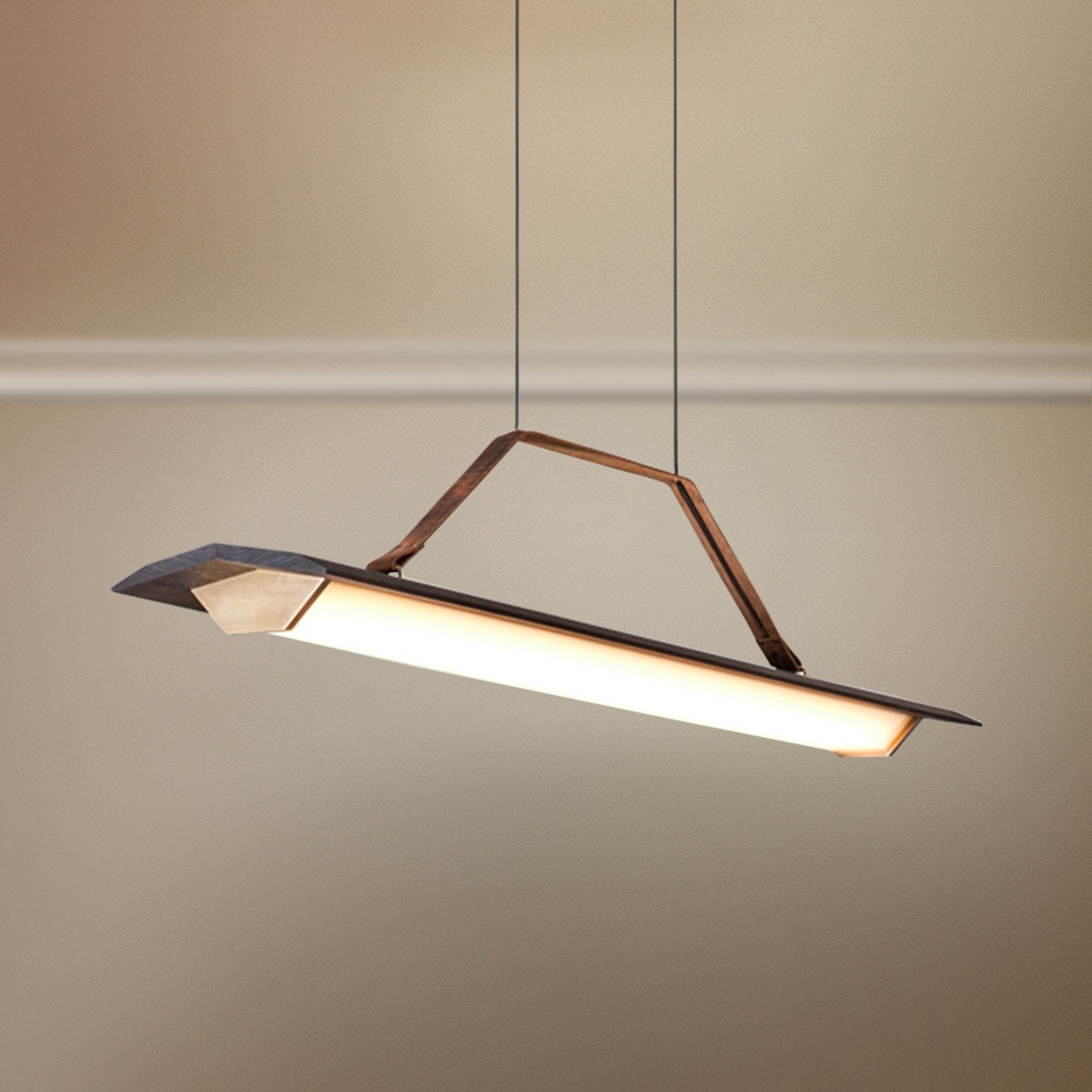 Penna 40 1/2"W Brass 3500K LED Kitchen Island Light Pendant 74X42