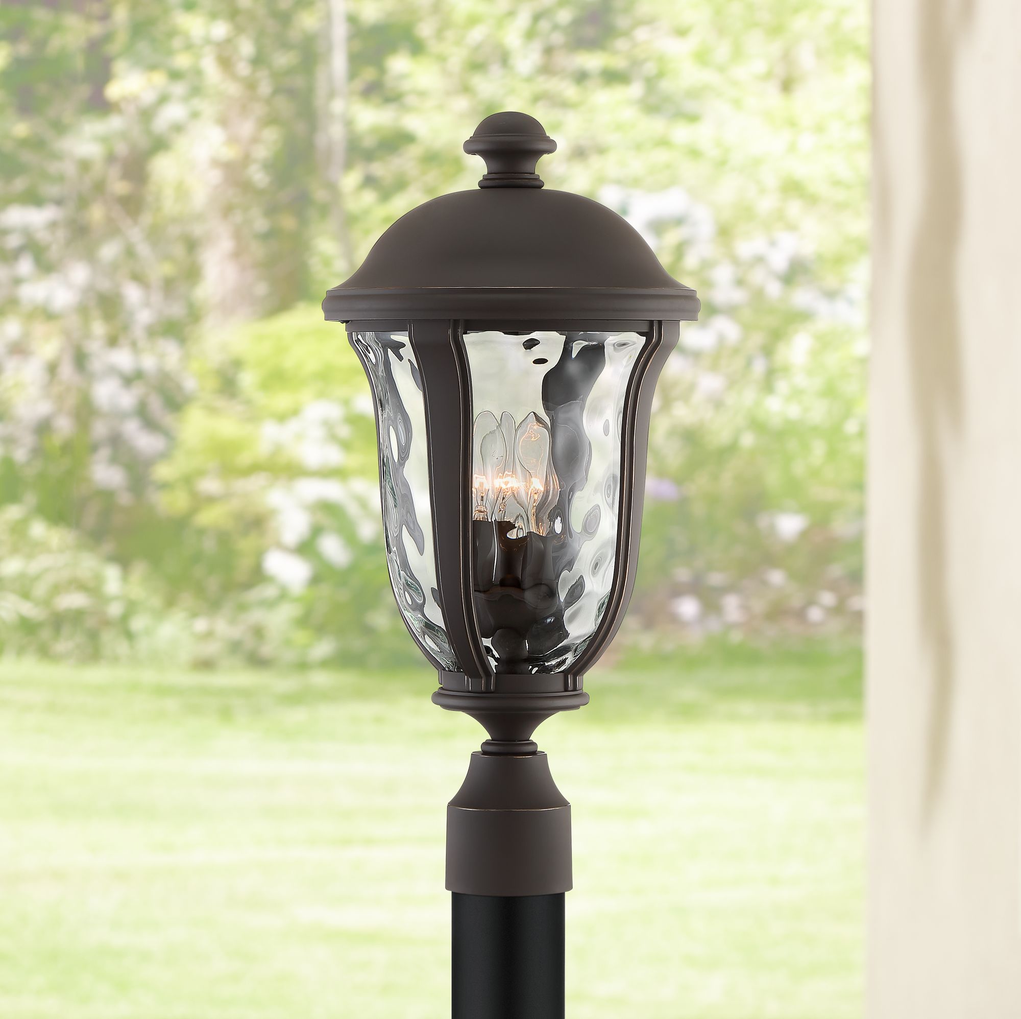 Park Sienna 20" High Bronze Hammered Glass Outdoor Post Light 75G74 Lamps Plus