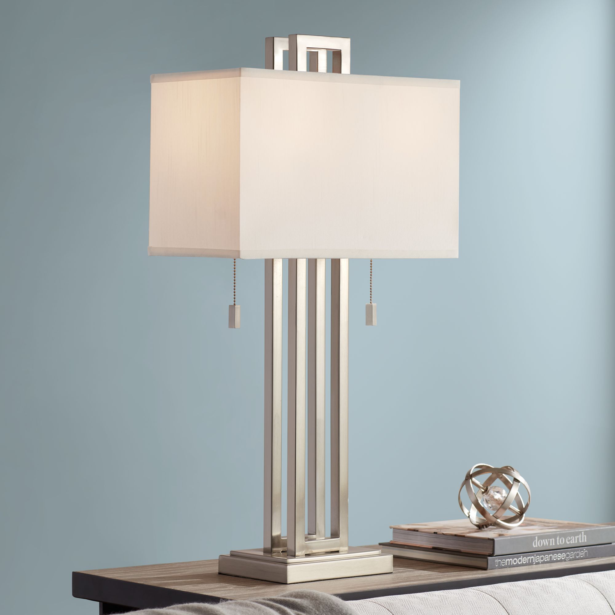 Possini Euro Design Brushed Nickel Rectangle Table Lamp 77738