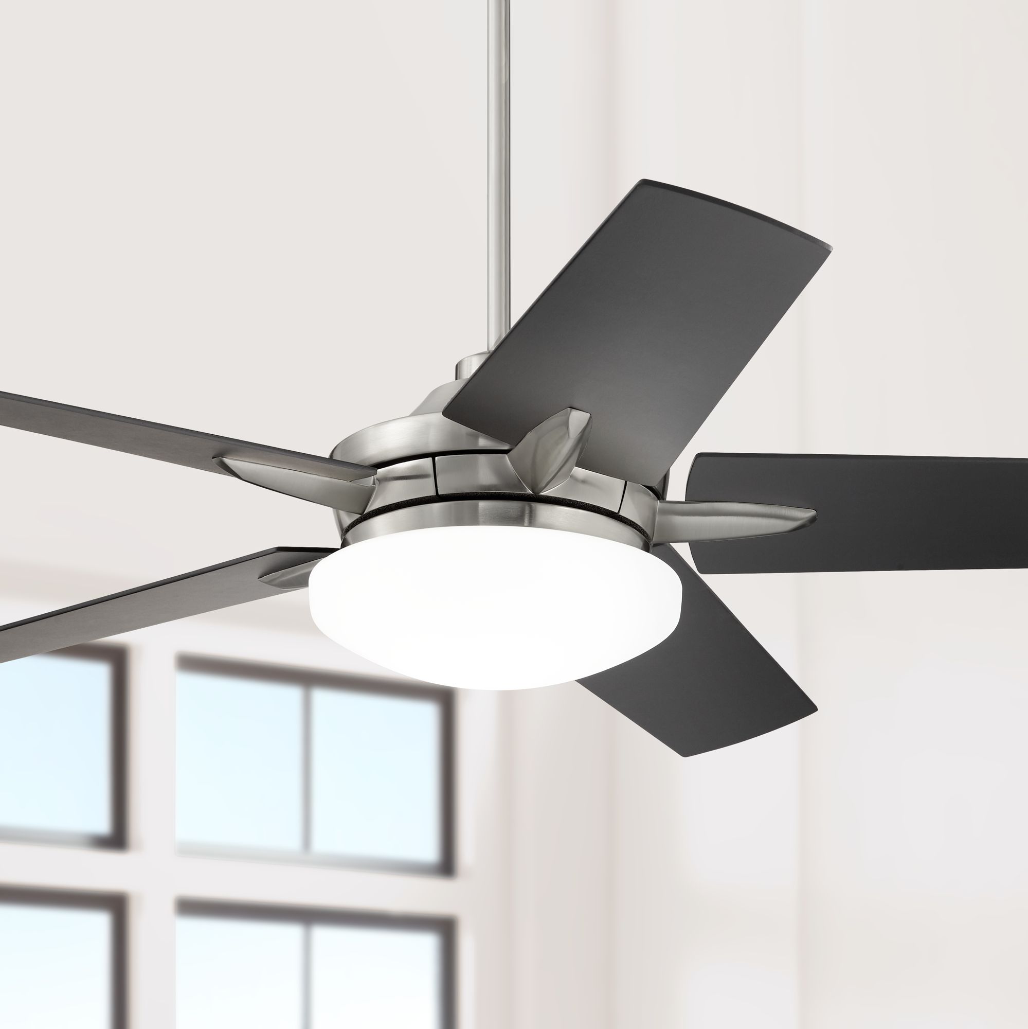 56" Casa Endeavor Brushed Nickel Matte Black LED Ceiling Fan 77C55