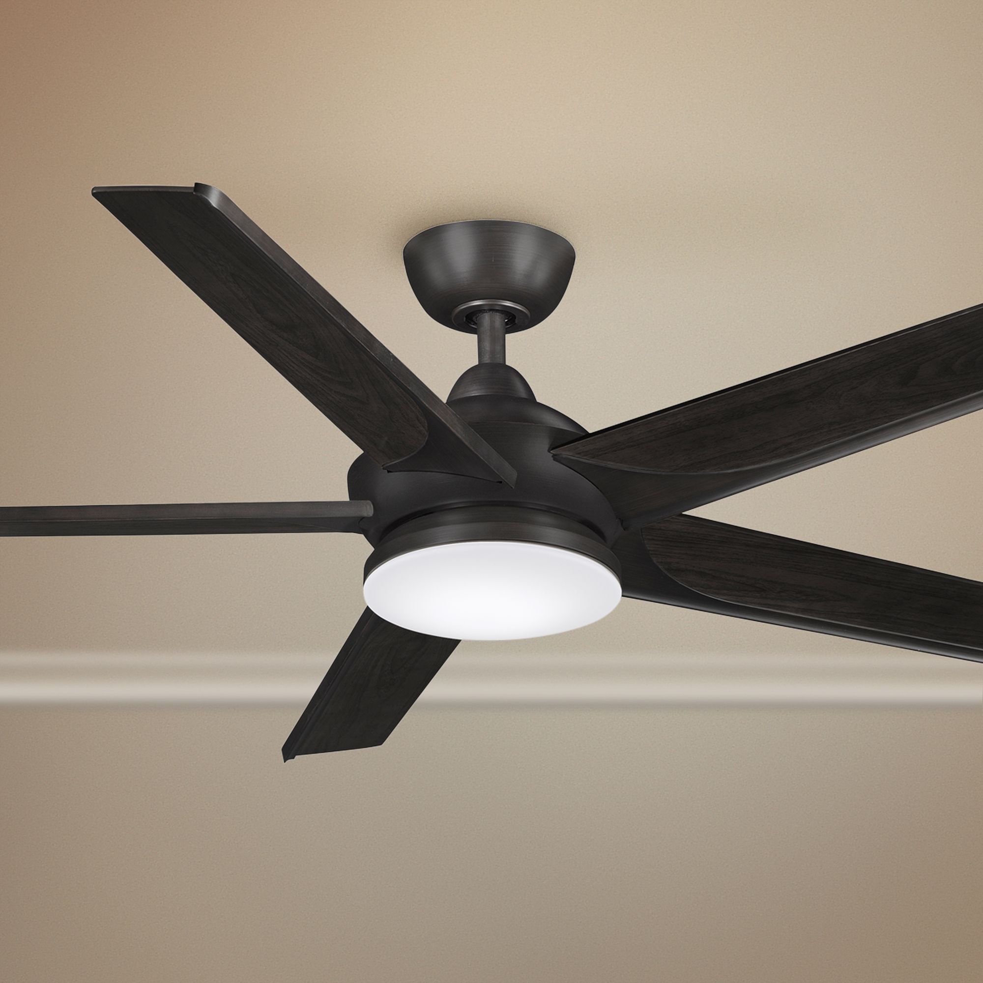 56" Fanimation Subtle Dark Bronze LED Damp Ceiling Fan 77E97 Lamps