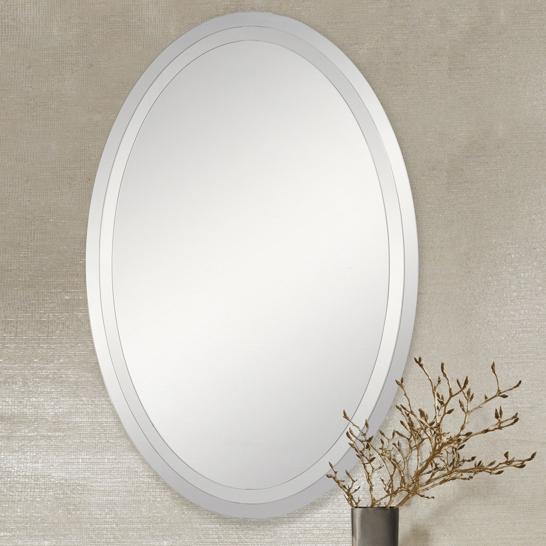 About AllGlass 24" x 36" Frameless Oval Wall Mirror 77F16 Lamps Plus