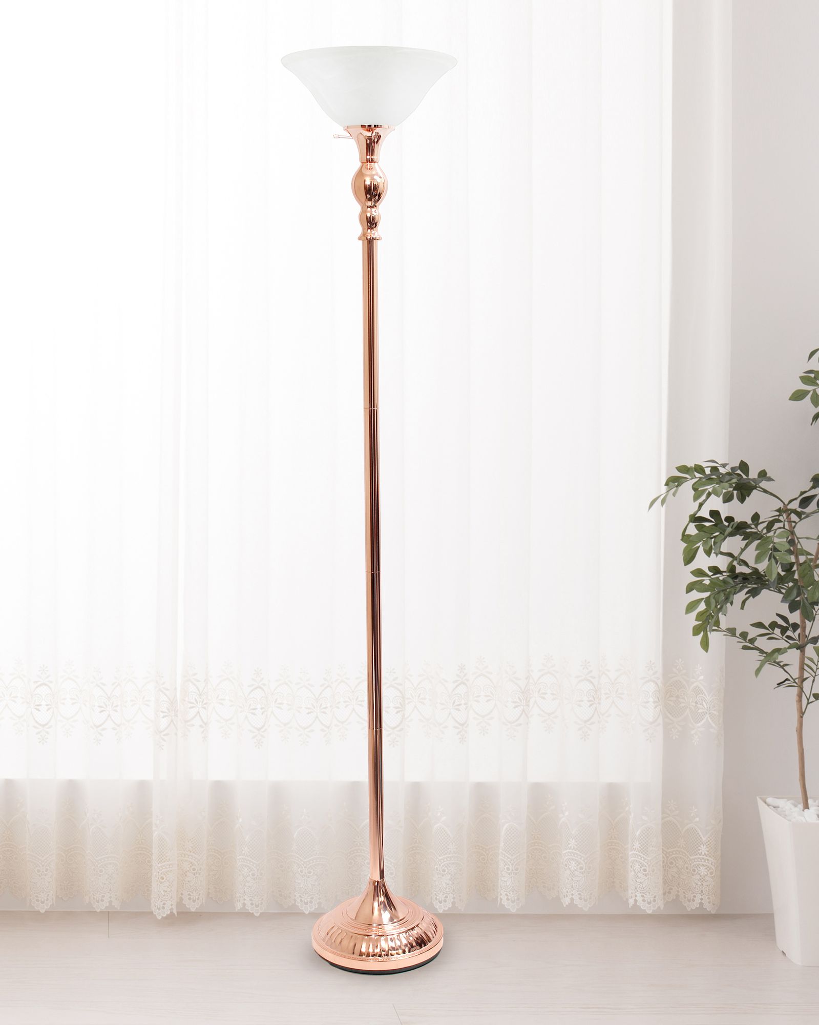 Elegant Designs Rose Gold Metal Torchiere Floor Lamp 77G60 Lamps Plus