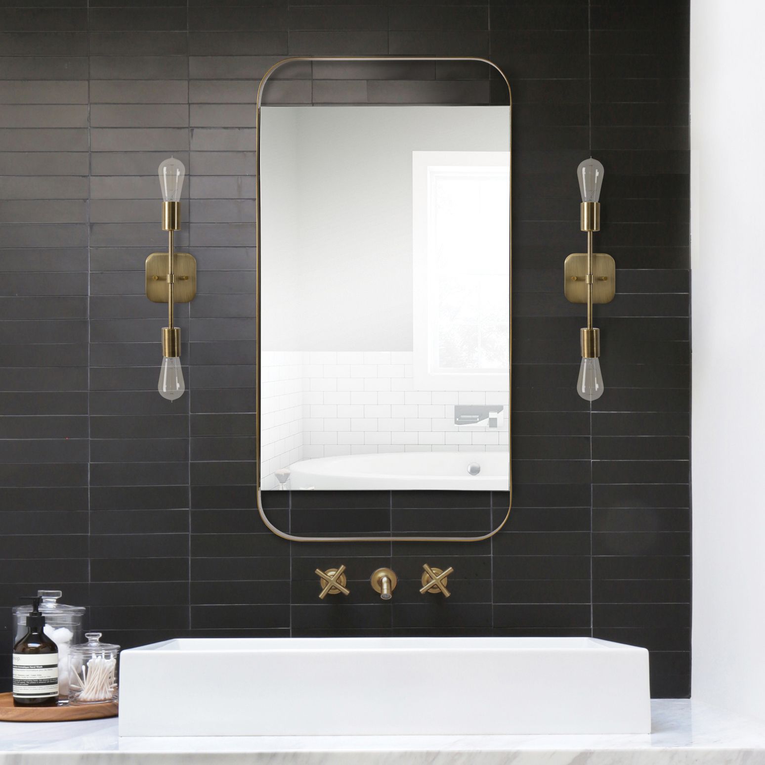 Florin Antique Brass 20" x 38" Rectangular Wall Mirror 78C65 Lamps