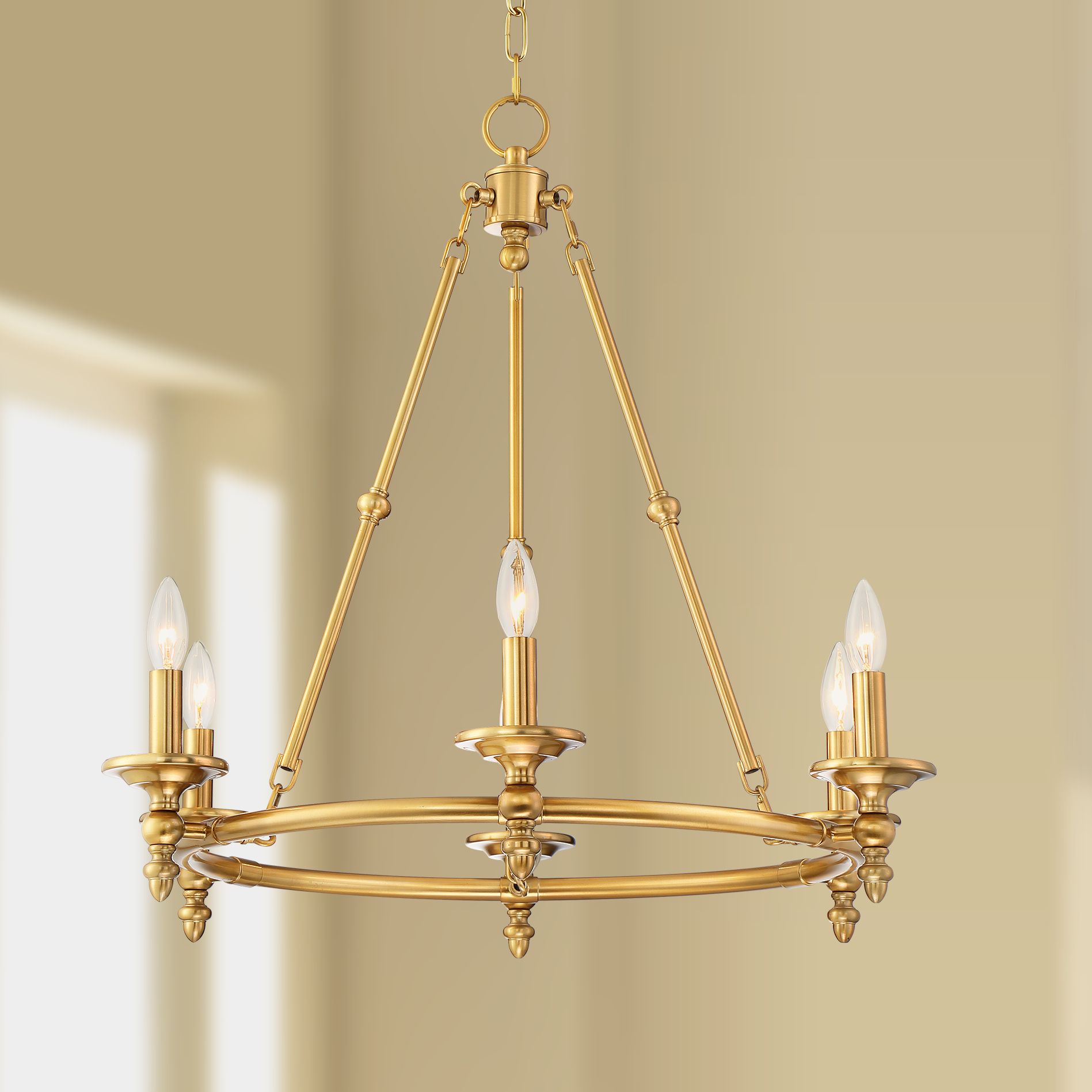 Hartley 28" Wide Warm Antique Brass 6Light Ring Chandelier 78D96