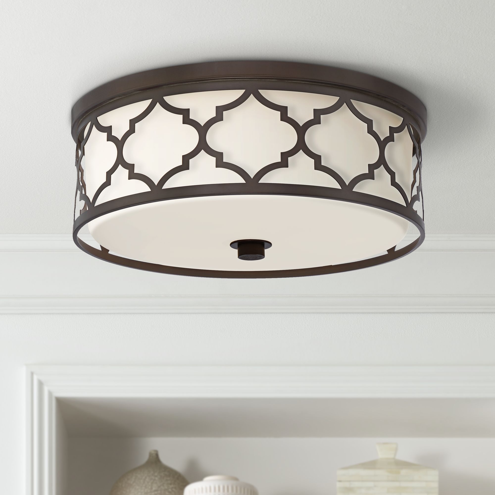 Possini Euro Medley 16"W Bronze Cut Frame Ceiling Light 78E43