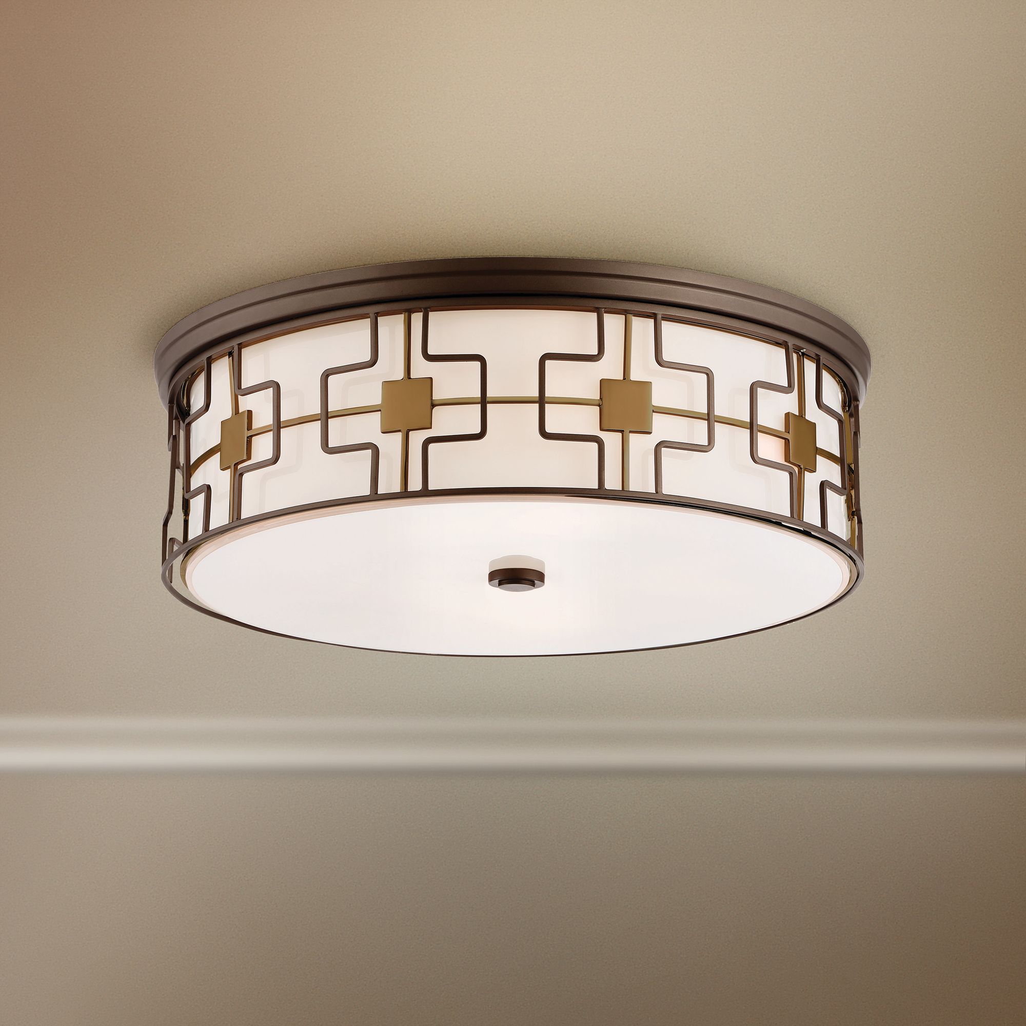 Flush Mount 20"W Dark Brushed Bronze Drum LED Ceiling Light 78M70