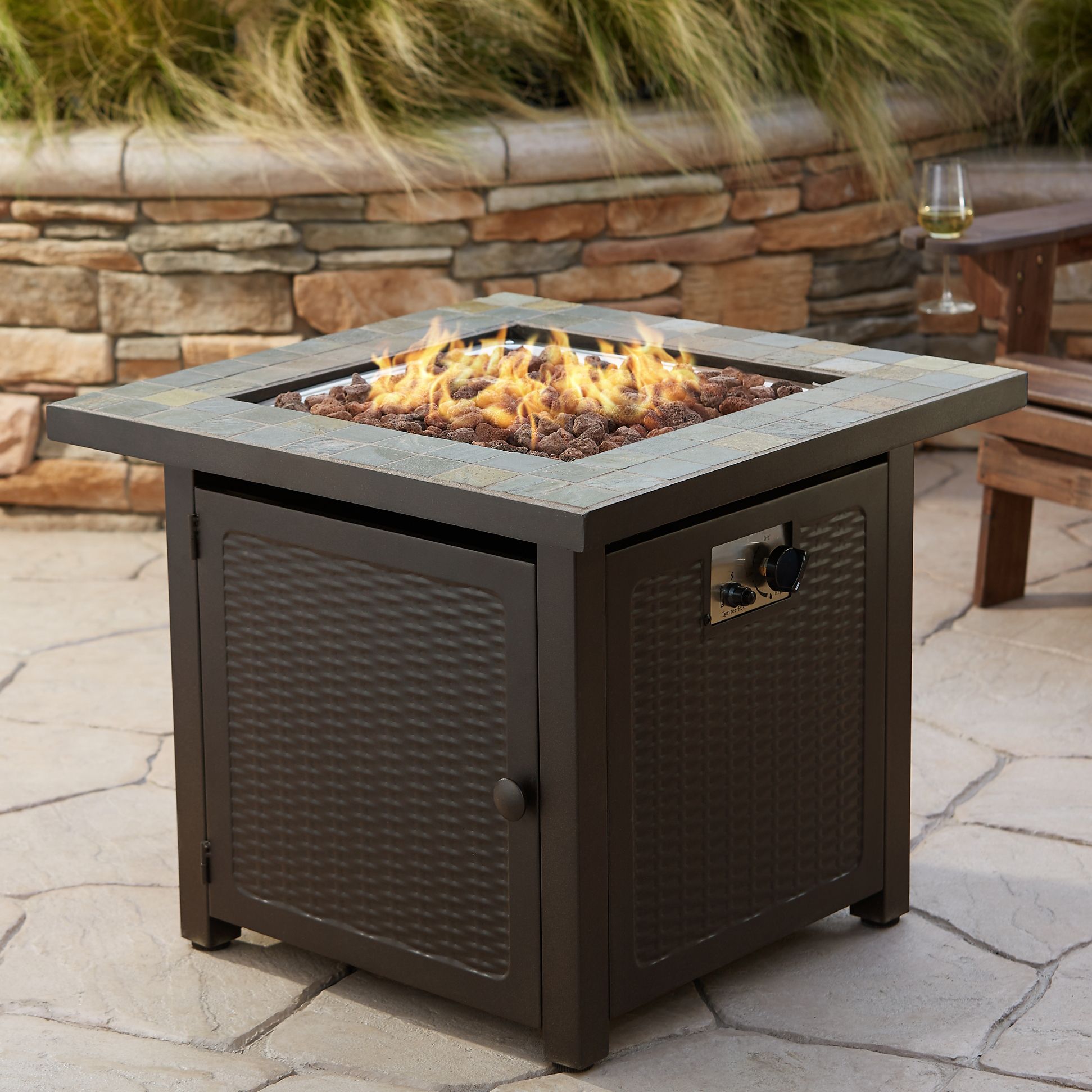 Slate Top Fire Pit Table Tahoe 30" Square Slate Top Gas Outdoor Fire Pit Table 79D57 Lamps Plus