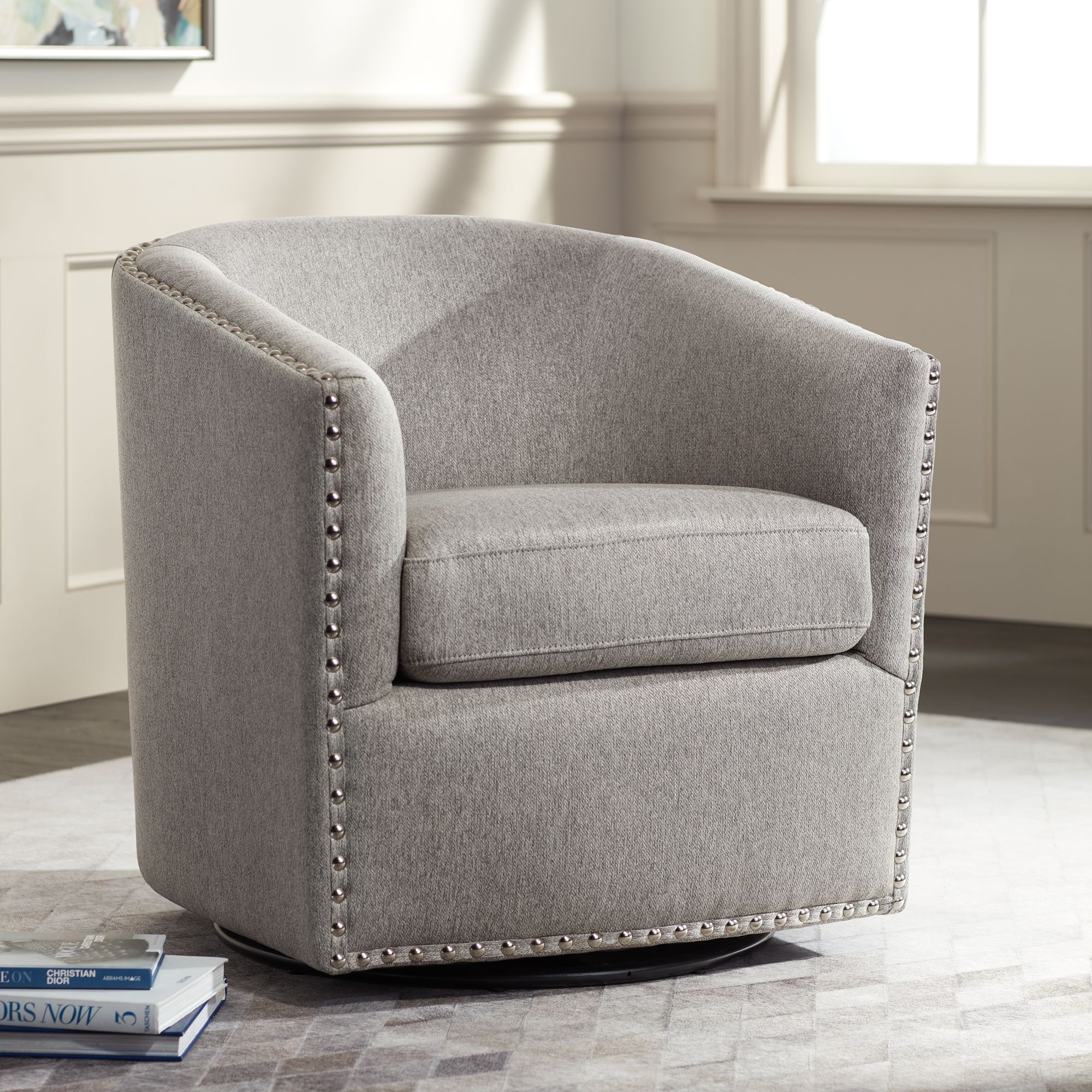 Fullerton II Light Gray Swivel Accent Chair 79H35 Lamps Plus