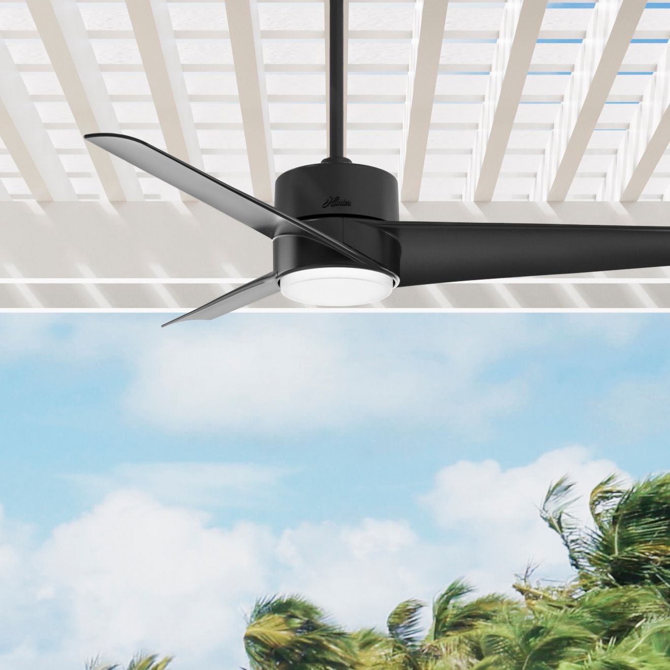 54" Hunter Havoc Matte Black Wet Rated LED Ceiling Fan 79N27 Lamps