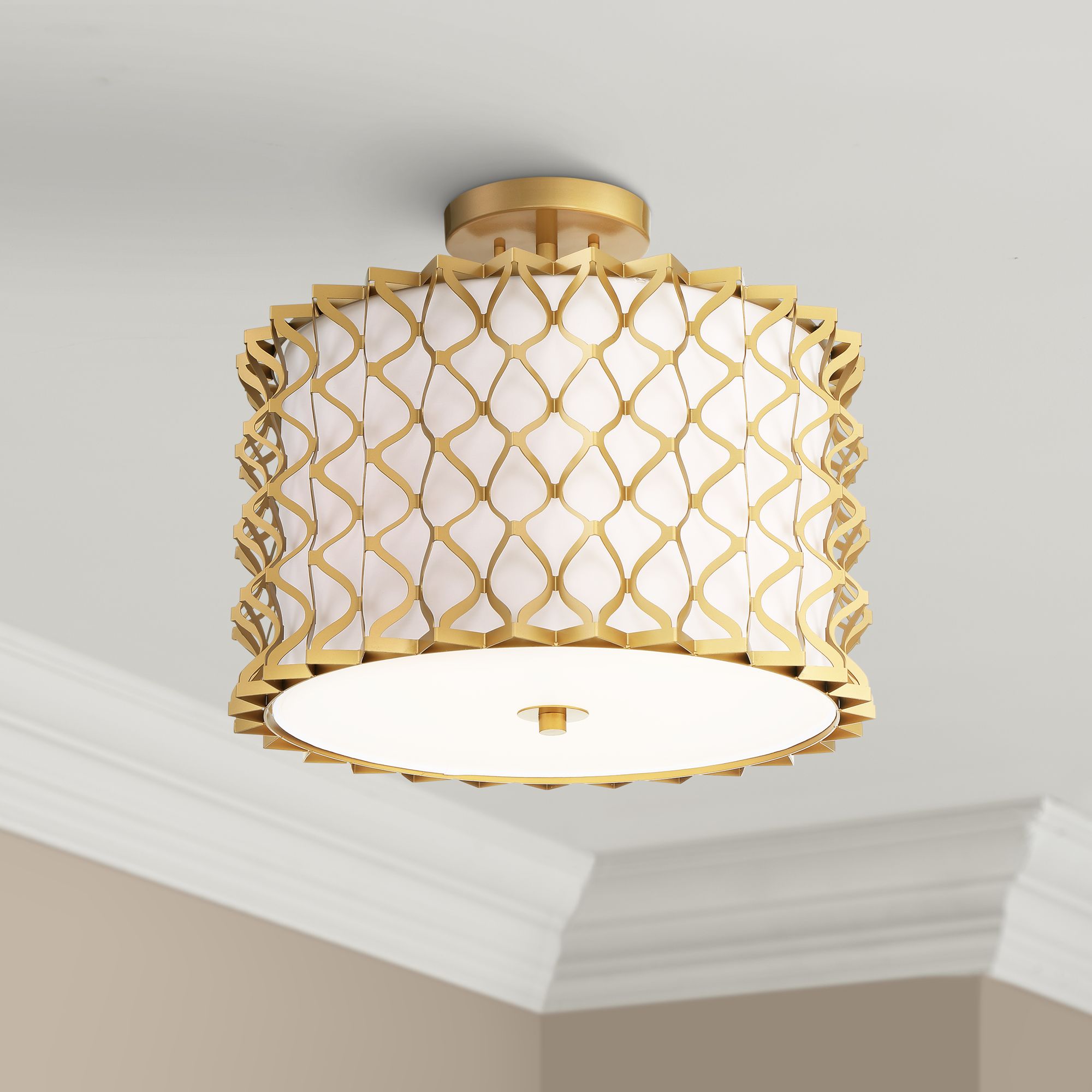 Possini Euro Brant 18" Wide Textured Gold Ceiling Light 79R31
