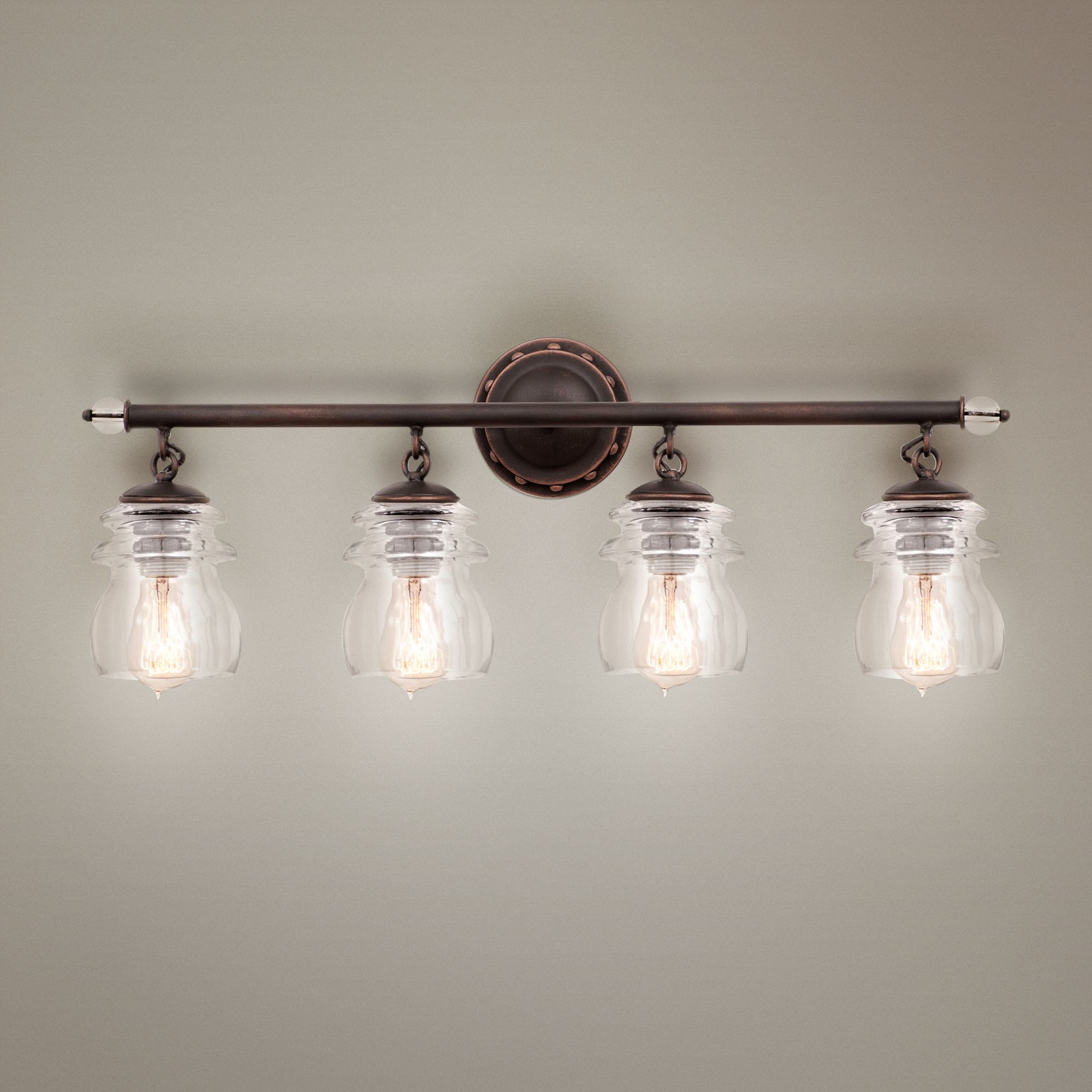 Brierfield 28" Wide Antique Copper 4Light Bath Light 7C238 Lamps Plus