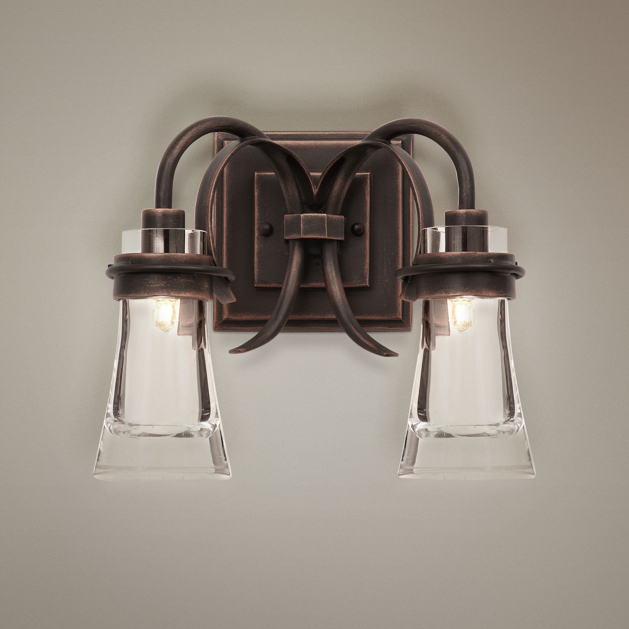 Dover 13" Wide Antique Copper 2Light Bath Light 7C245 Lamps Plus