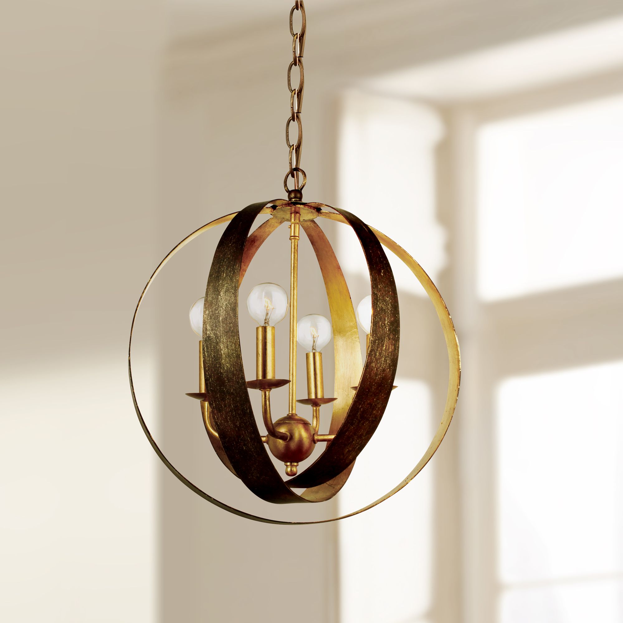 Crystorama Luna 16"W Bronze and Gold 4Light Orb Chandelier 7C736
