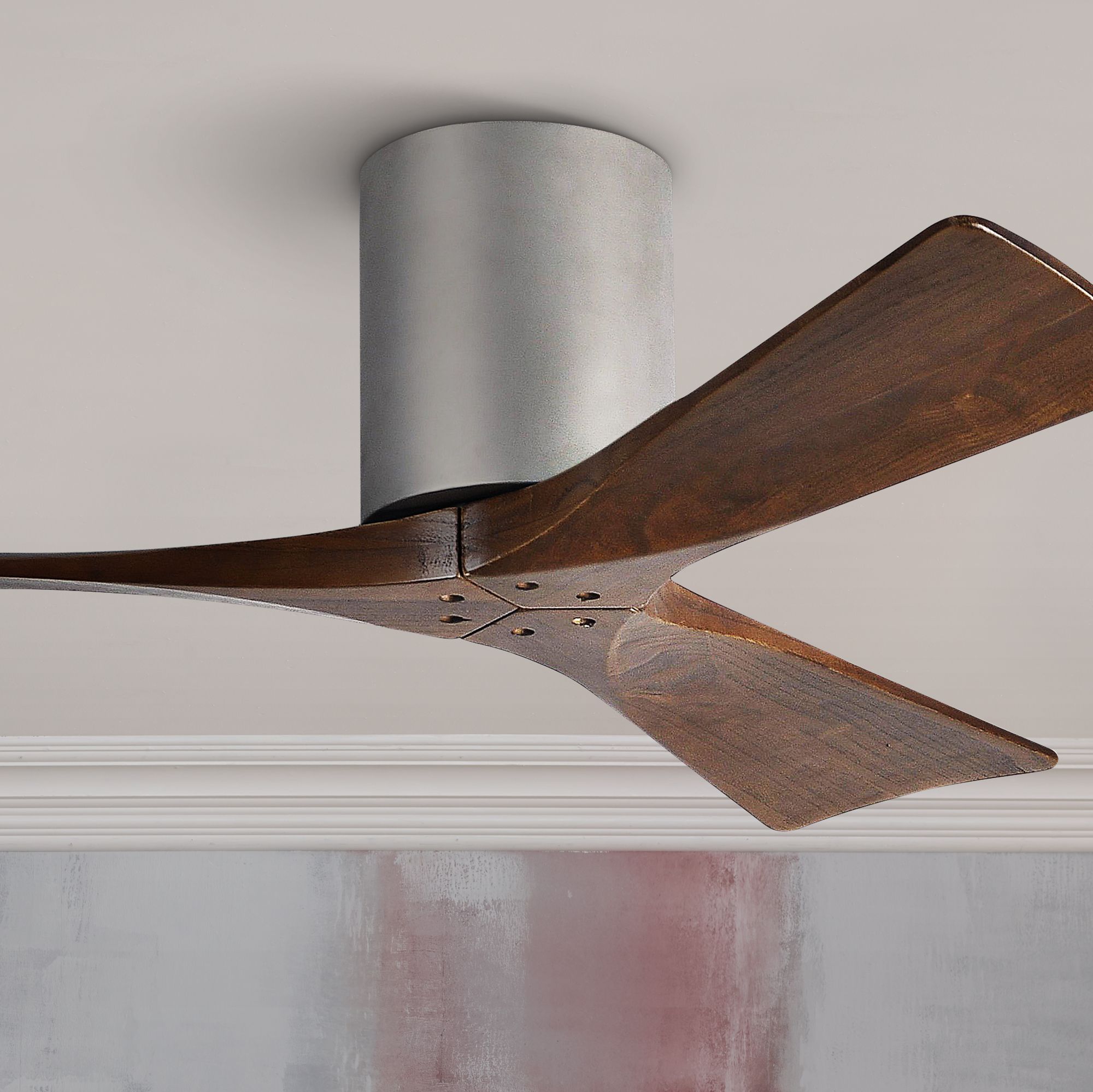 42" Matthews Irene 3Blade WalnutNickel Hugger Ceiling Fan 7C838