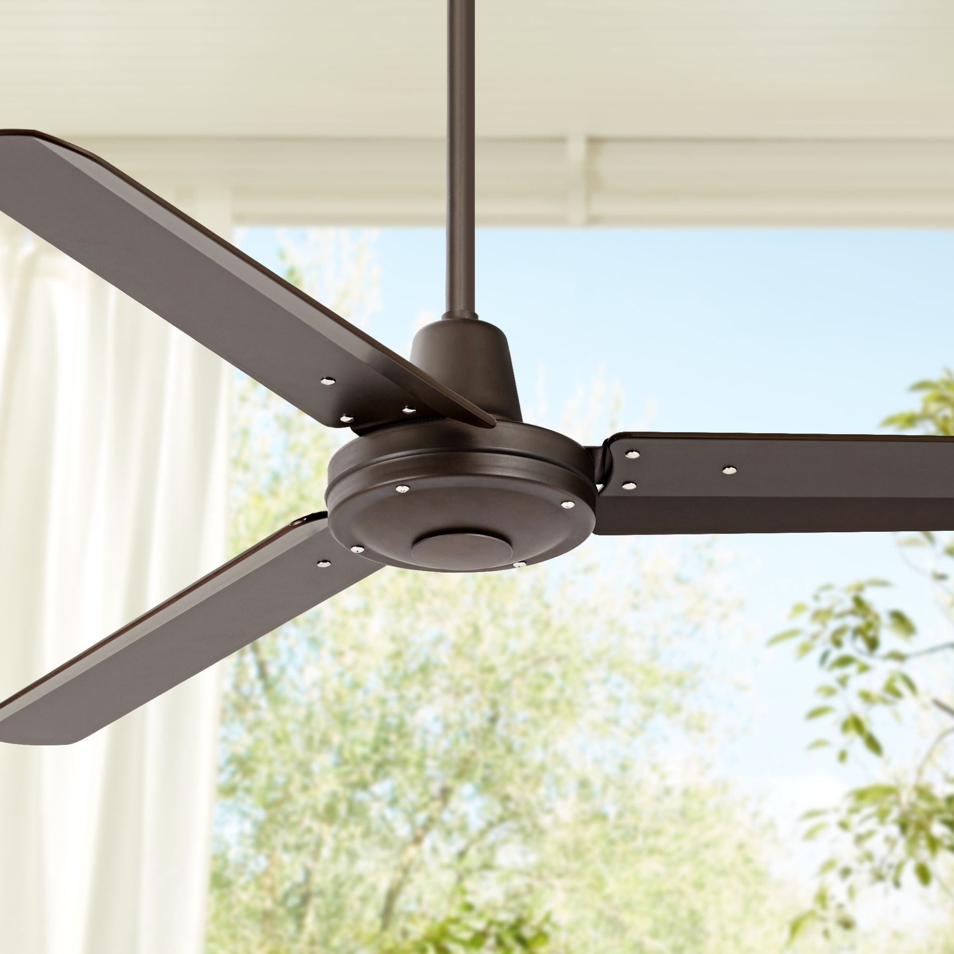 52" Plaza DC OilRubbed Bronze Damp Rated Ceiling Fan 7C840 Lamps Plus