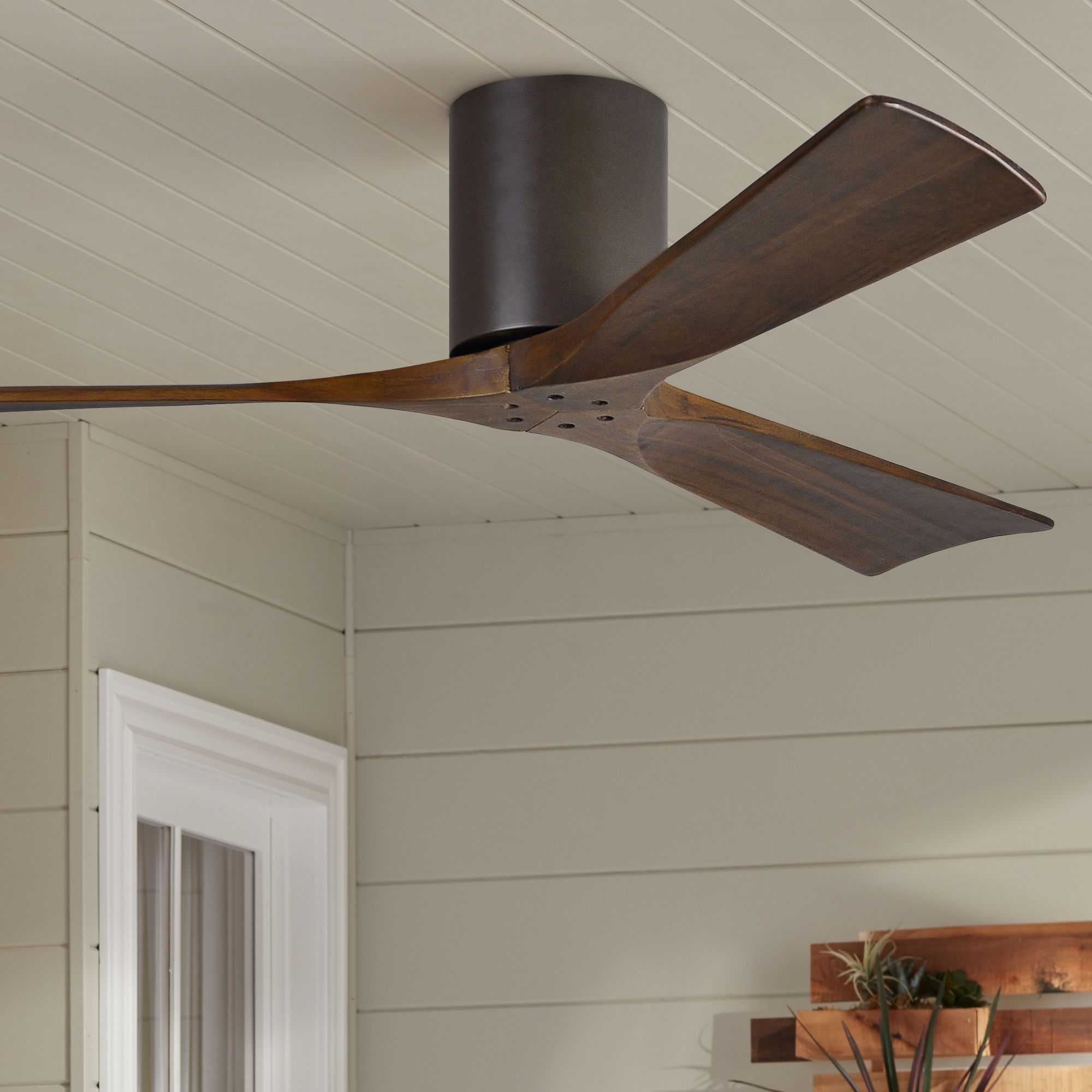 52" Matthews Irene 3Blade WalnutBronze Hugger Ceiling Fan 7C843