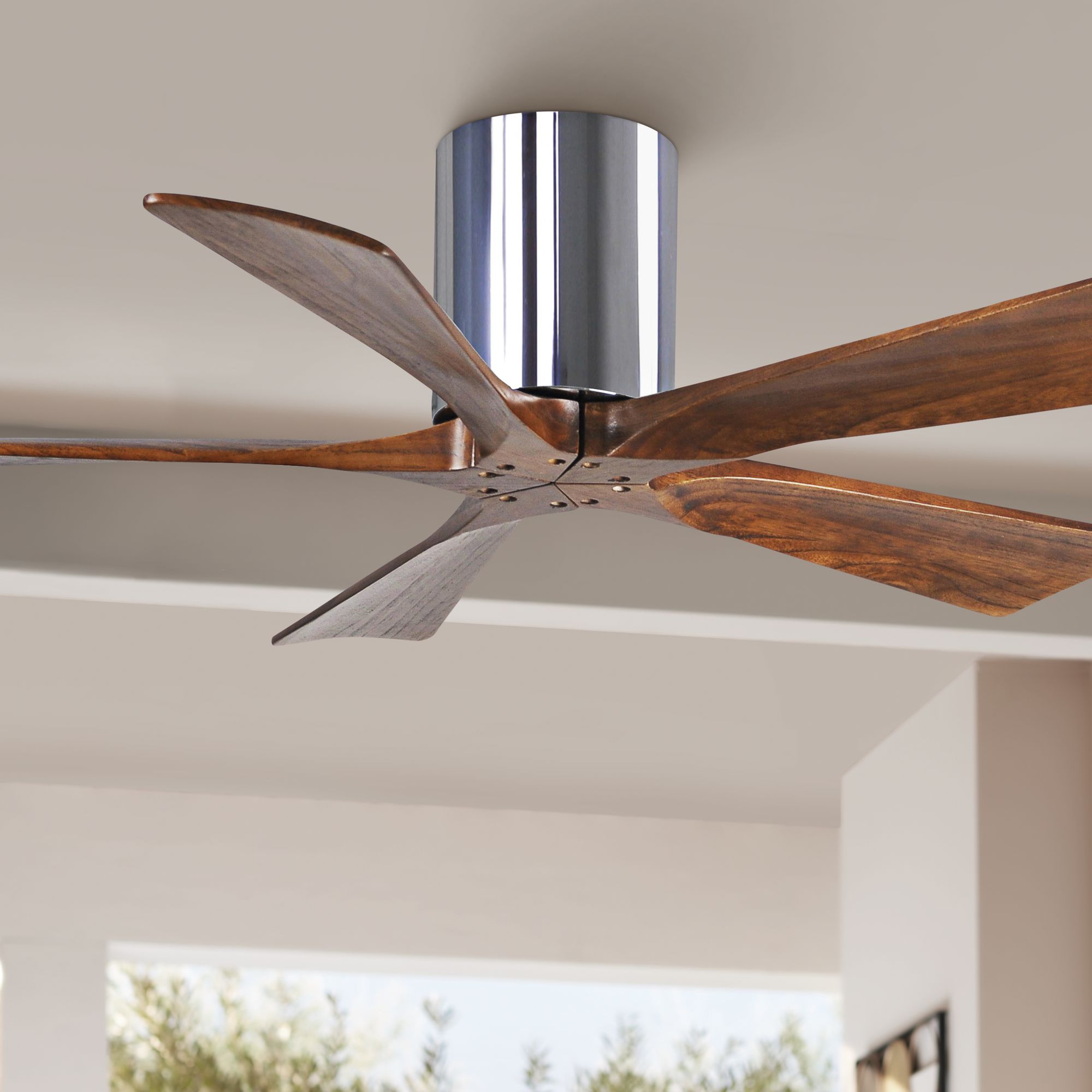 42" Matthews Irene 3Blade WalnutNickel Hugger Ceiling Fan 7C838