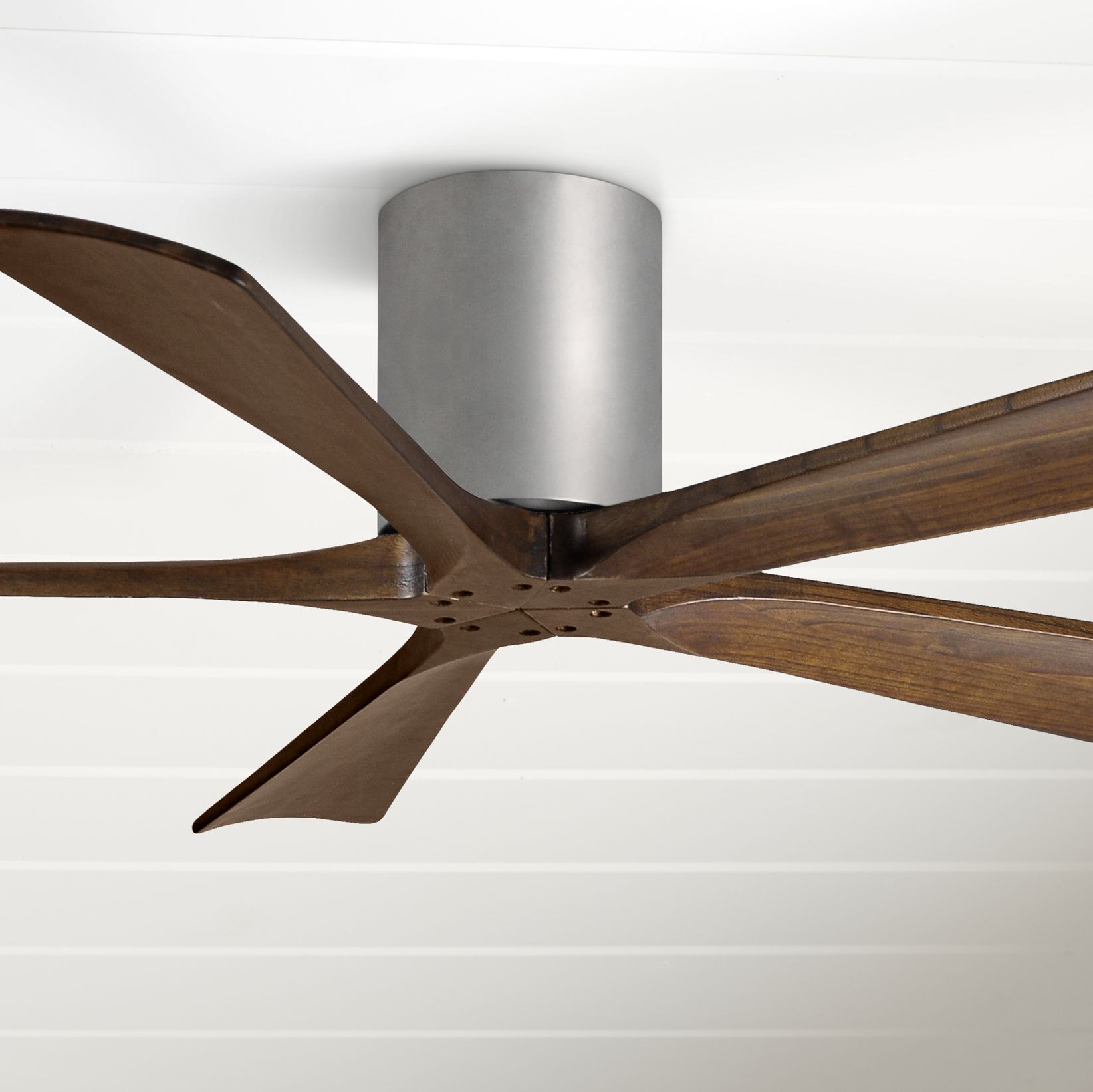 52" Matthews Irene 5Blade WalnutNickel Hugger Ceiling Fan 7C864