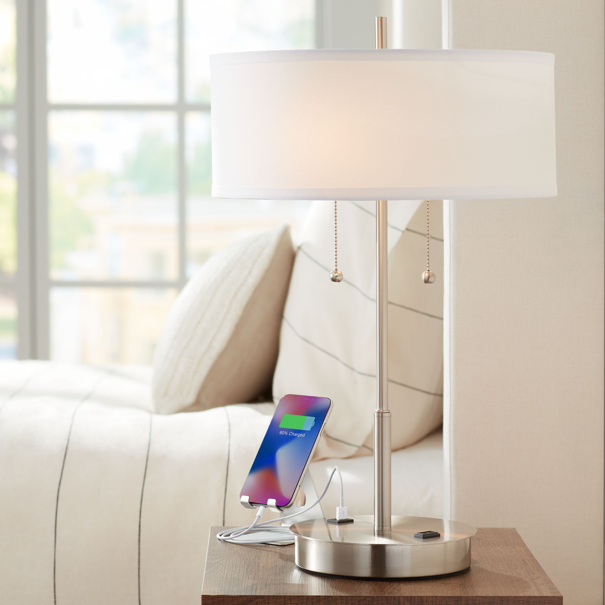 Nikola Metal Table Lamp with USB Port and Utility Plug 7J478 Lamps