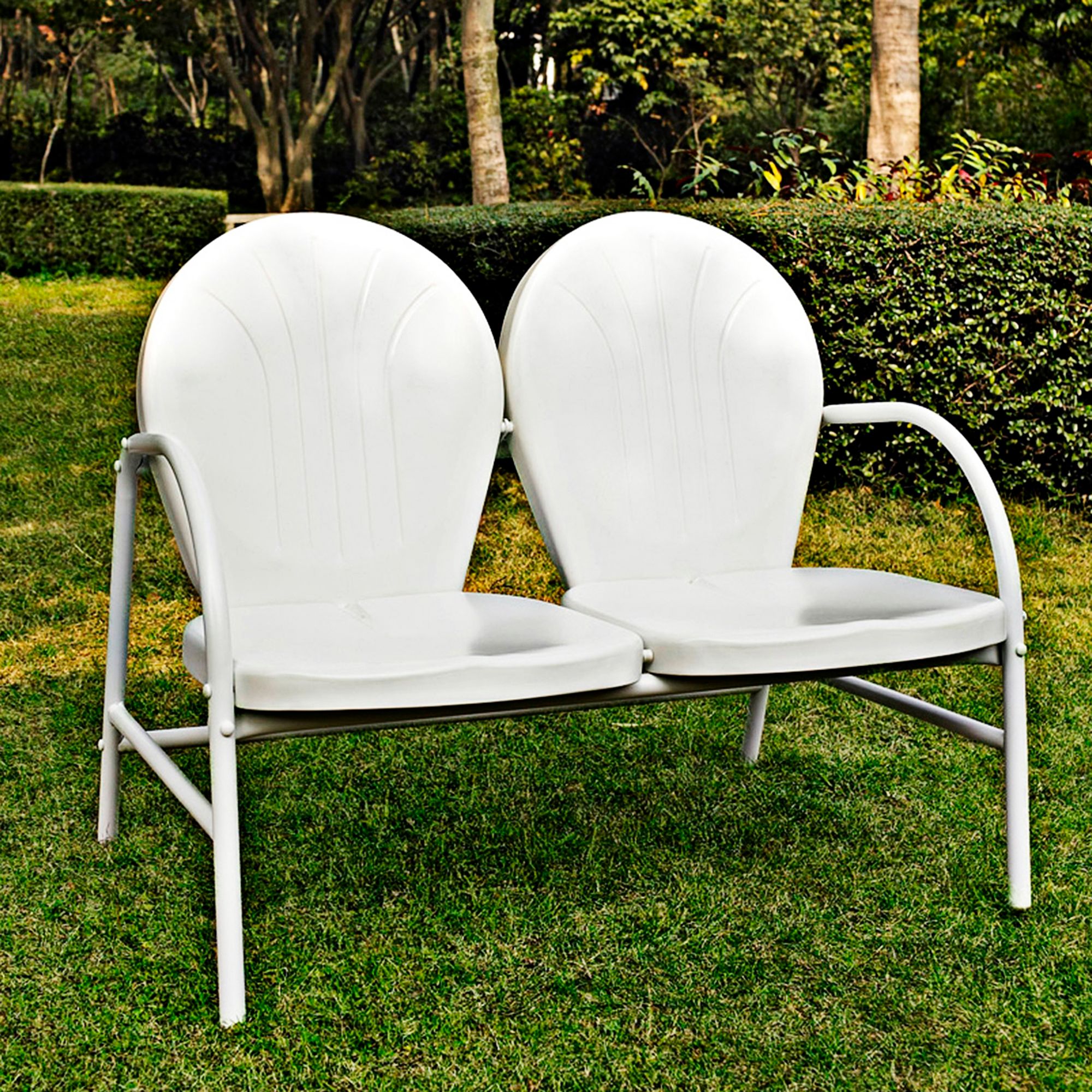 Griffith Nostalgic Crisp White Metal Outdoor Loveseat 7J743 Lamps Plus