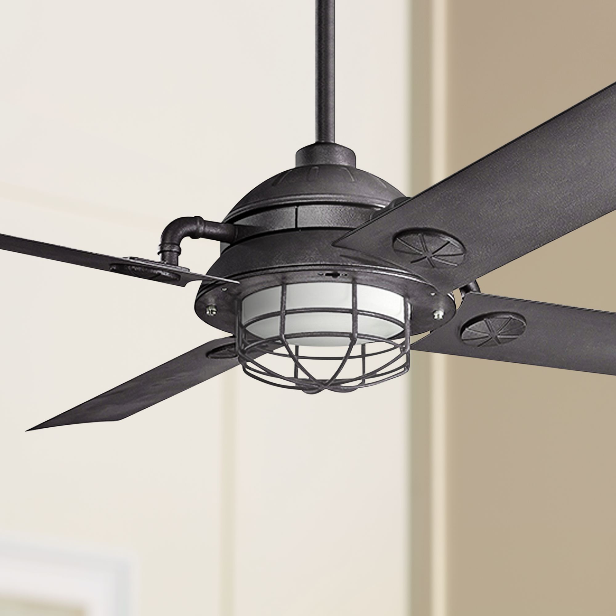 65" Kichler Maor LED Distressed Black Ceiling Fan 7K334 Lamps Plus